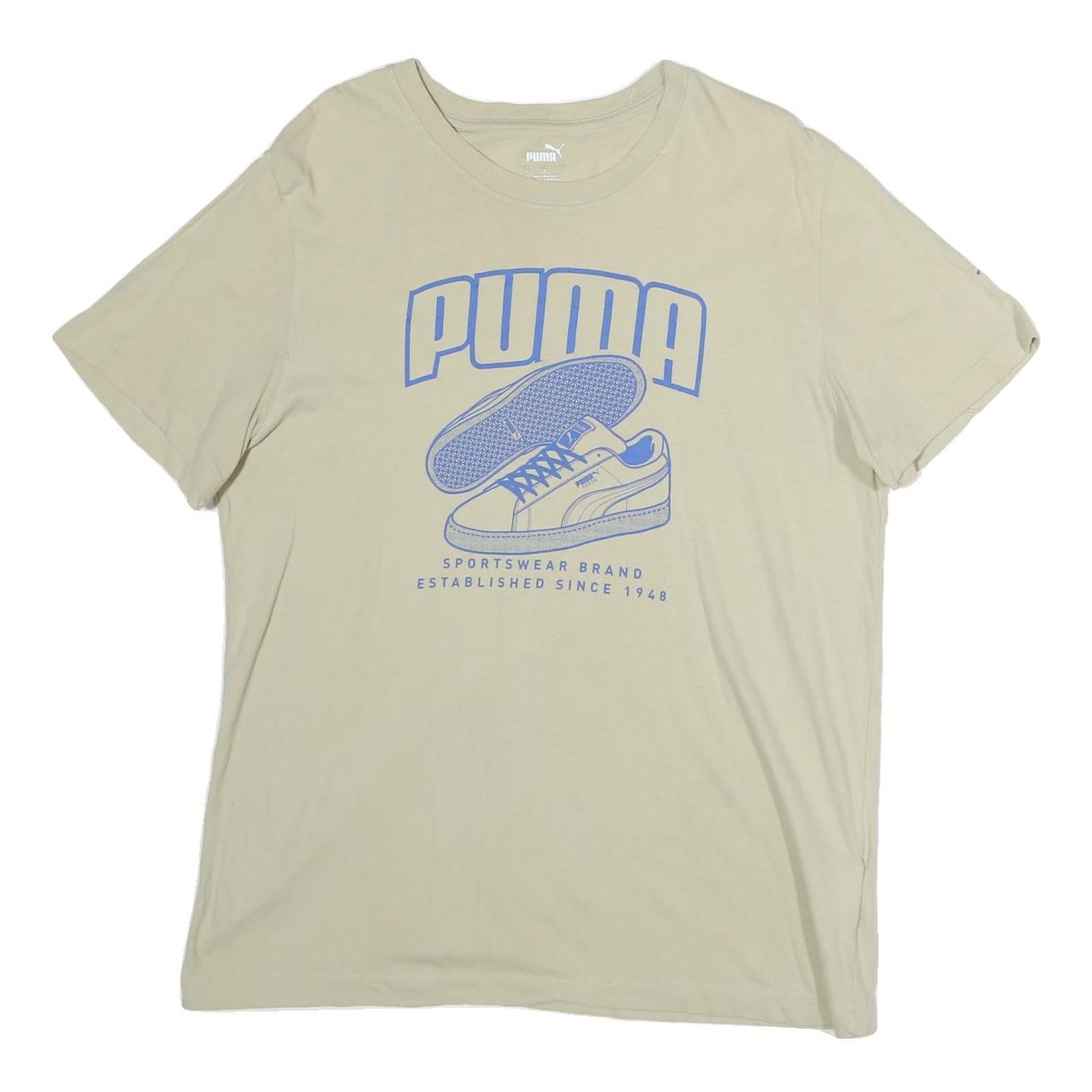 PUMA Mens Beige Graphic T-Shirt L Short Sleeve Crew Neck Casual Refurbished - N/A refurbished available on Cerqular