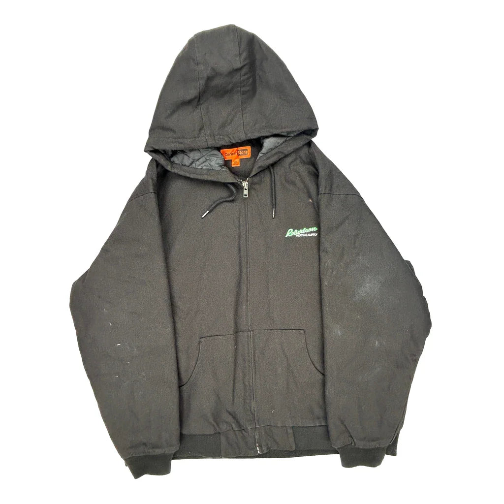 Workwear Corner Stone Jacket - 2XL Black Cotton Blend Refurbished - Thrifted (note: this is a term often used to describe second- refurbished available on Cerqular