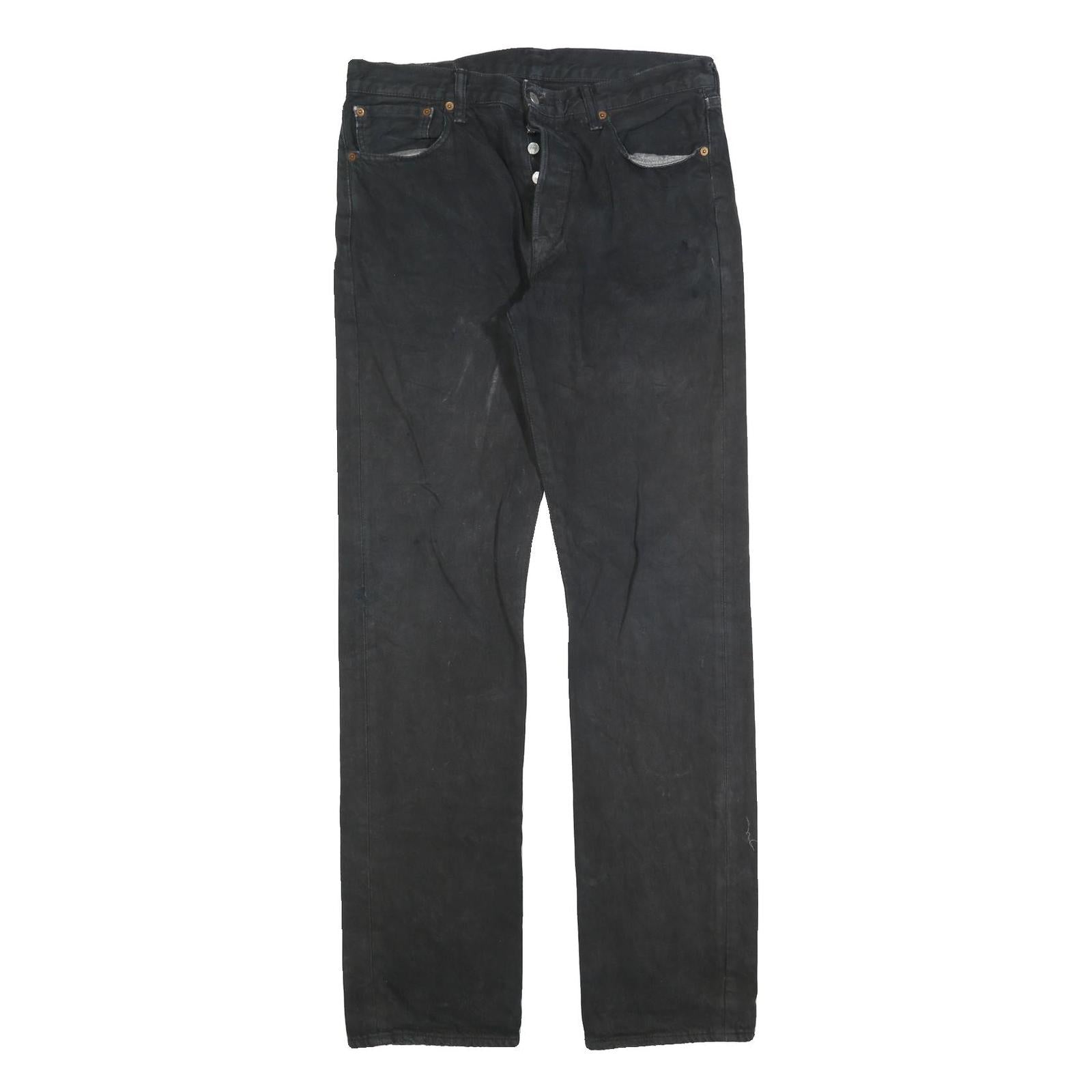 LEVI'S 501 Mens Jeans Black Regular Straight Denim W33 L36 Classic Button Fly Refurbished - N/A refurbished available on Cerqular