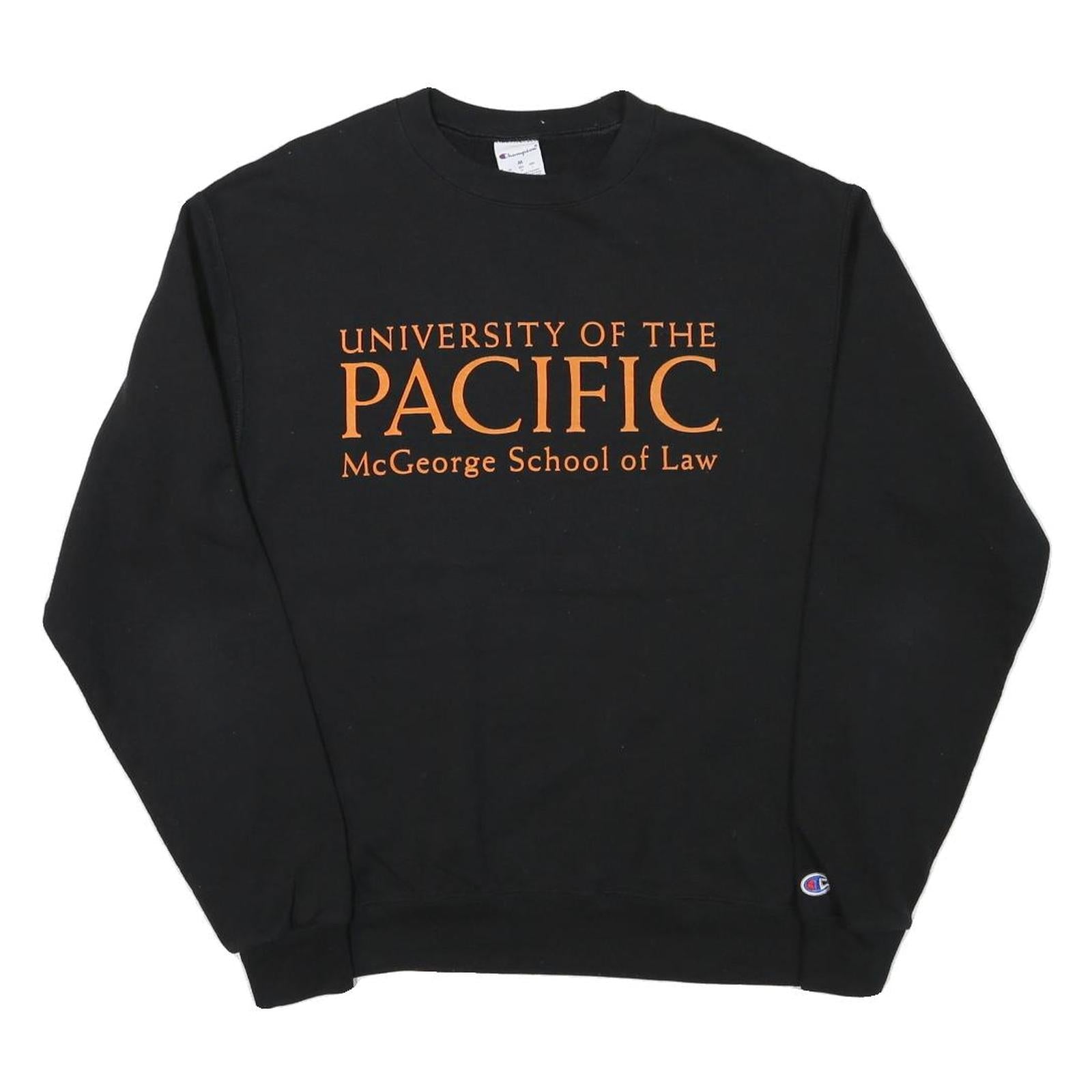 CHAMPION Mens Black University Of The Pacific Crew Neck L Cotton Sweatshirt Refurbished - N/A refurbished available on Cerqular