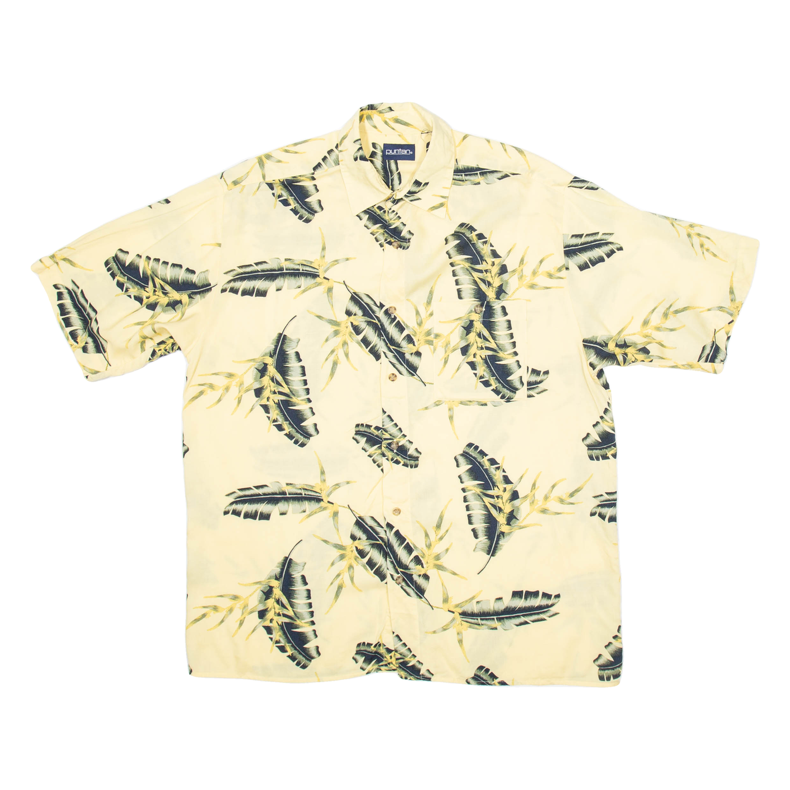 PURITAN Mens Hawaiian Shirt Yellow Silk Crazy Pattern M Refurbished - N/A refurbished available on Cerqular