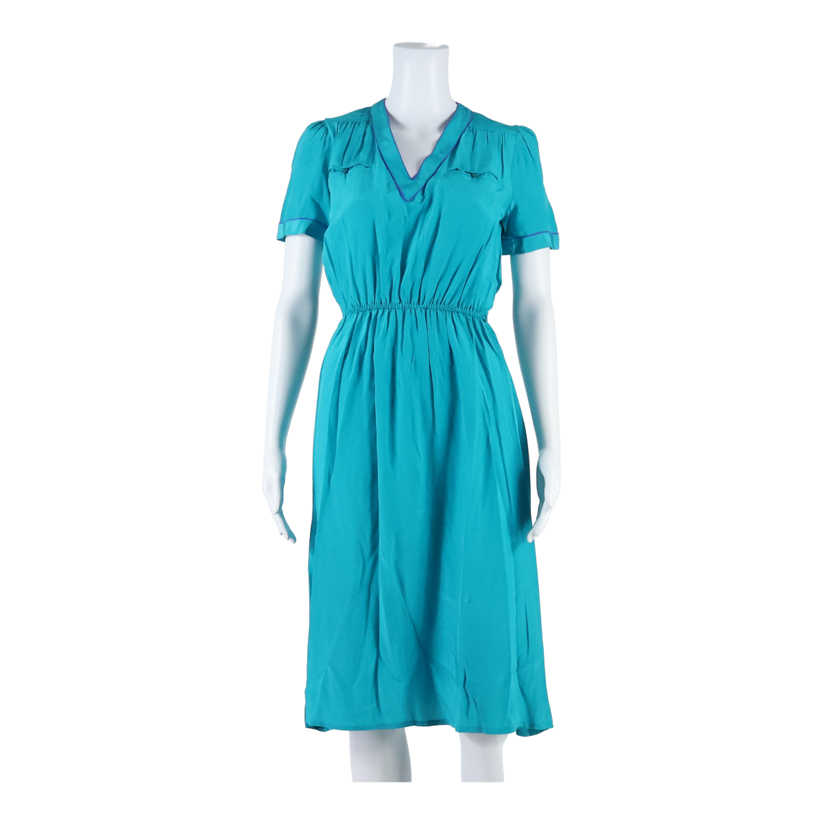RUE DE SOIE Womens A-Line Dress Blue Silk Short Sleeve Midi UK 4 Refurbished - N/A refurbished available on Cerqular