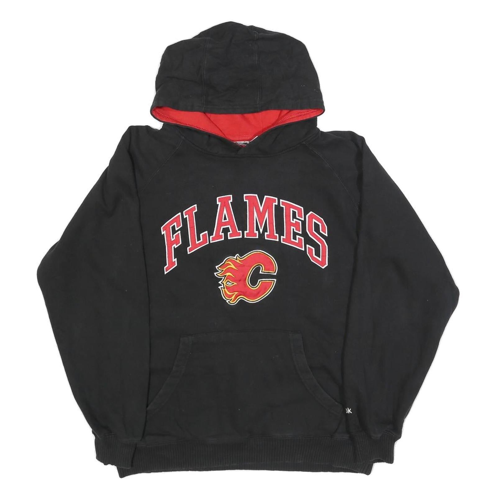 REEBOK Mens Black Flames Hoodie L Casual Cotton Blend Sports Style Refurbished - N/A refurbished available on Cerqular