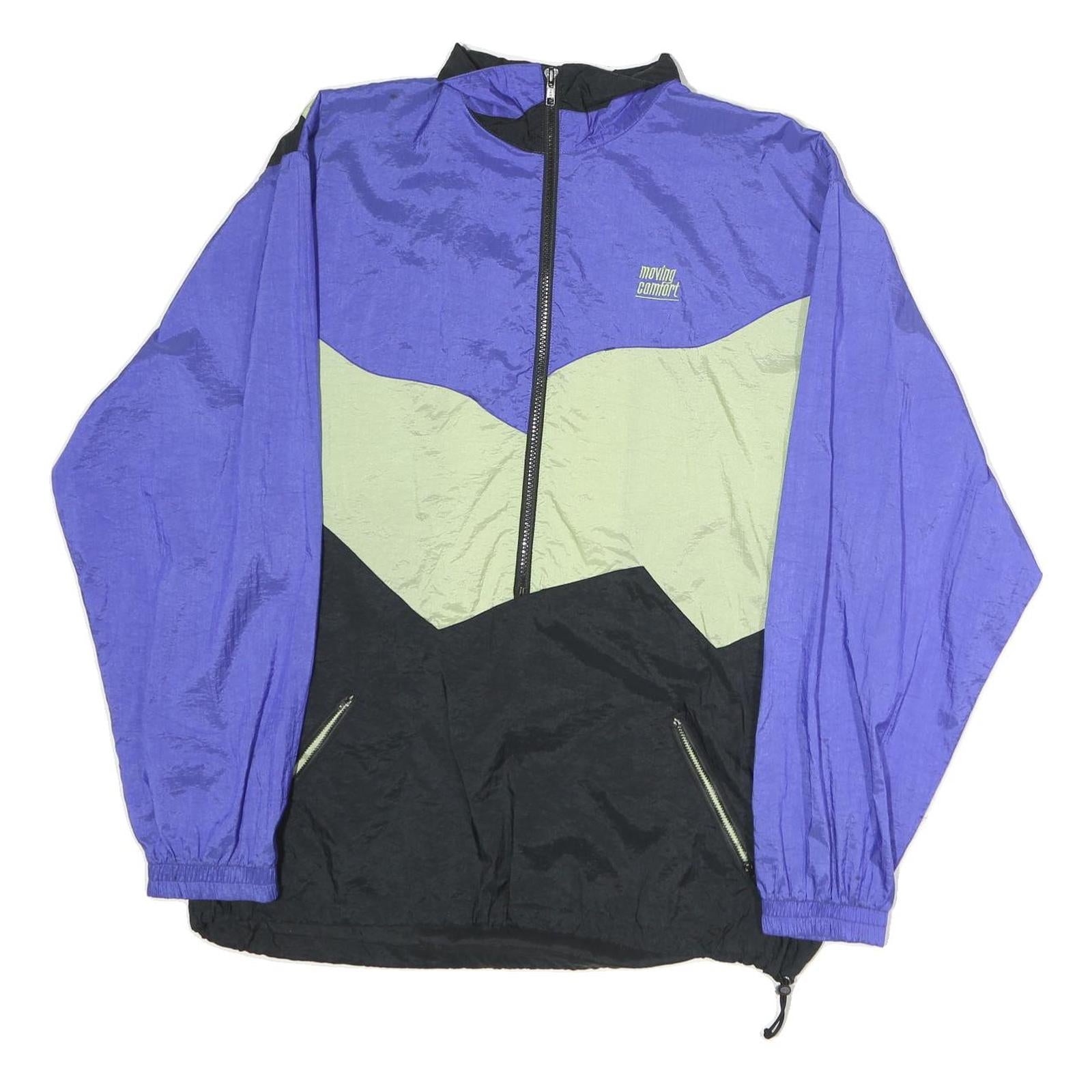 MOVING COMFORT Mens Purple & Green Nylon Zip Jacket M Lightweight Activewear Refurbished - N/A refurbished available on Cerqular