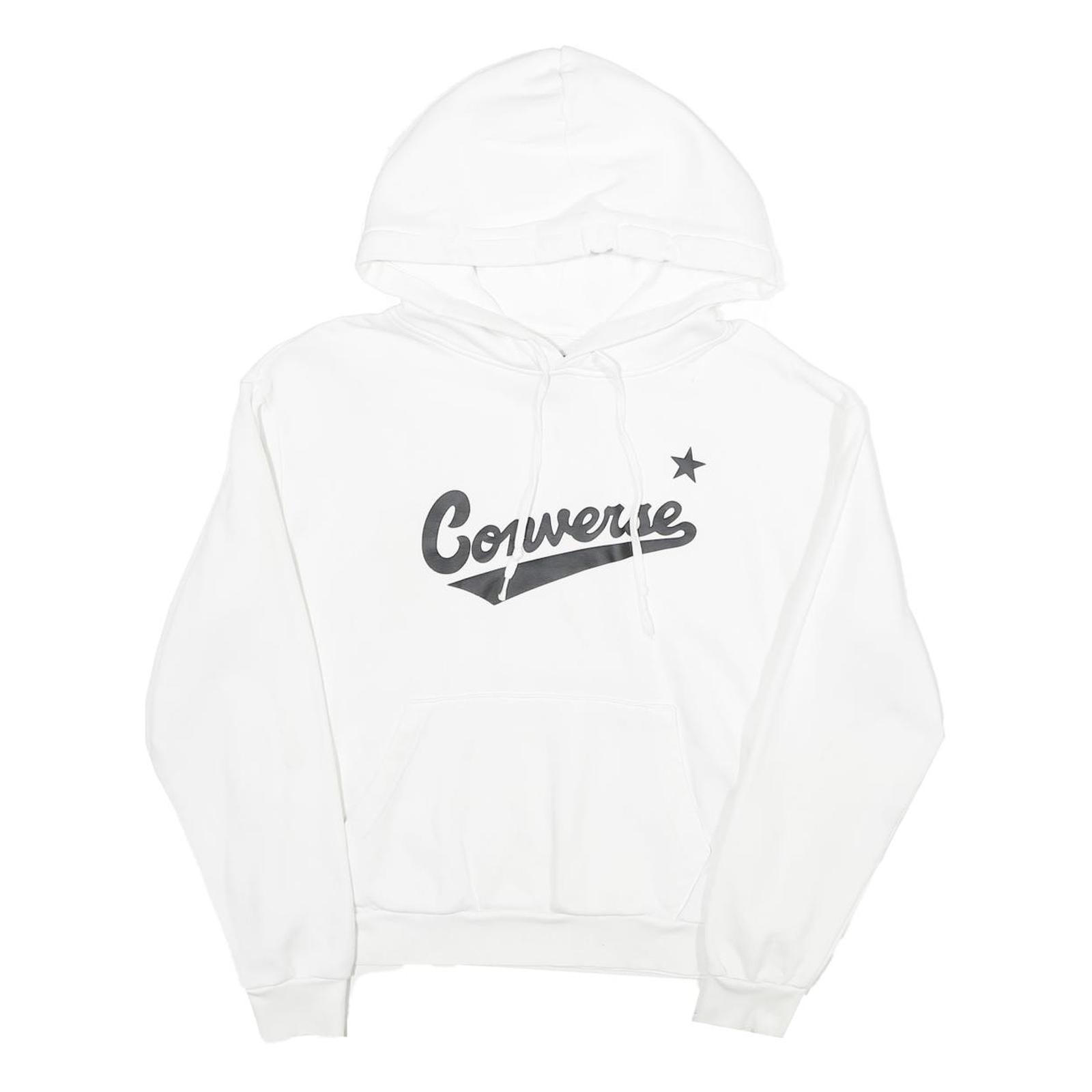 CONVERSE Womens White Hoodie M Cotton Blend Casual Pullover Hooded Sweatshirt Refurbished - N/A refurbished available on Cerqular