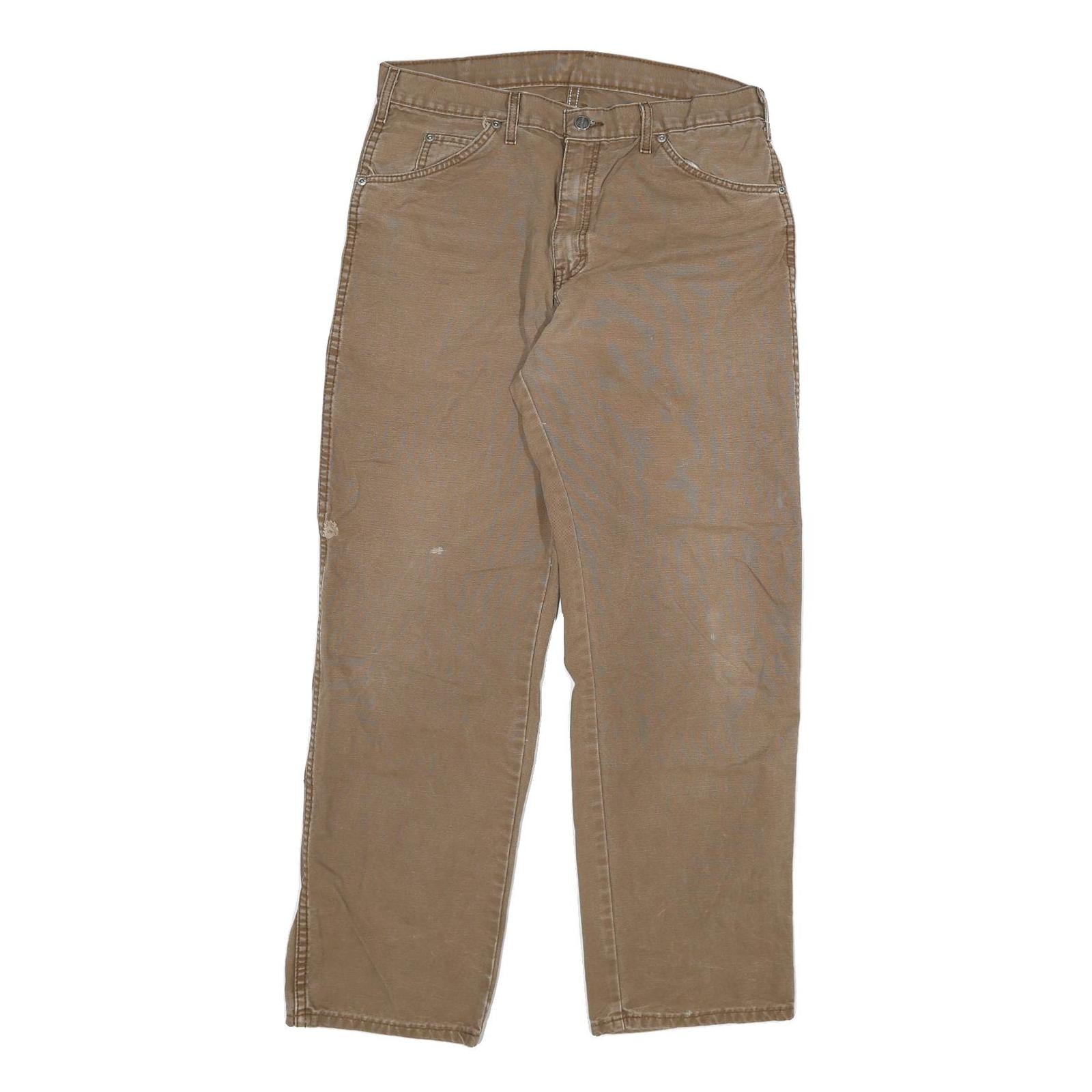 DICKIES Mens Cotton Blend Brown Regular Fit Straight Leg Trousers W34 L30 Refurbished - N/A refurbished available on Cerqular