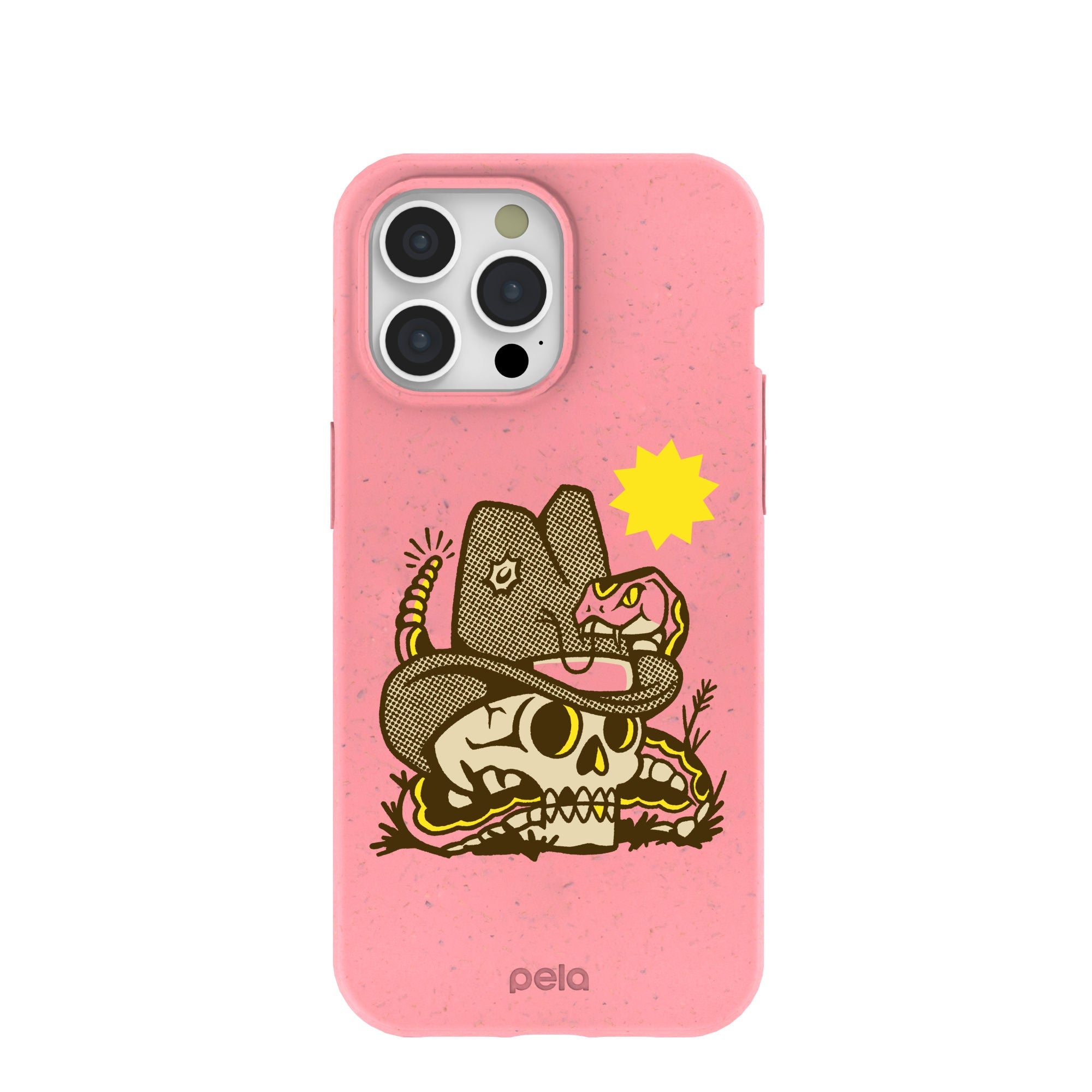 Bubblegum Pink Snakebite iPhone 15 Pro Max Case Refurbished - Pela Case refurbished available on Cerqular