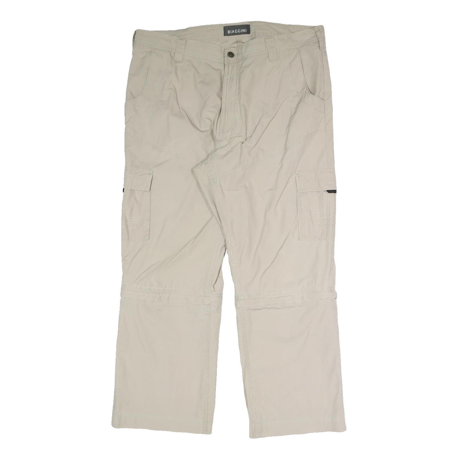 BIAGGINI Mens Relaxed Beige Cargo Trousers W38 L28 Zip Polyester Blend Refurbished - N/A refurbished available on Cerqular