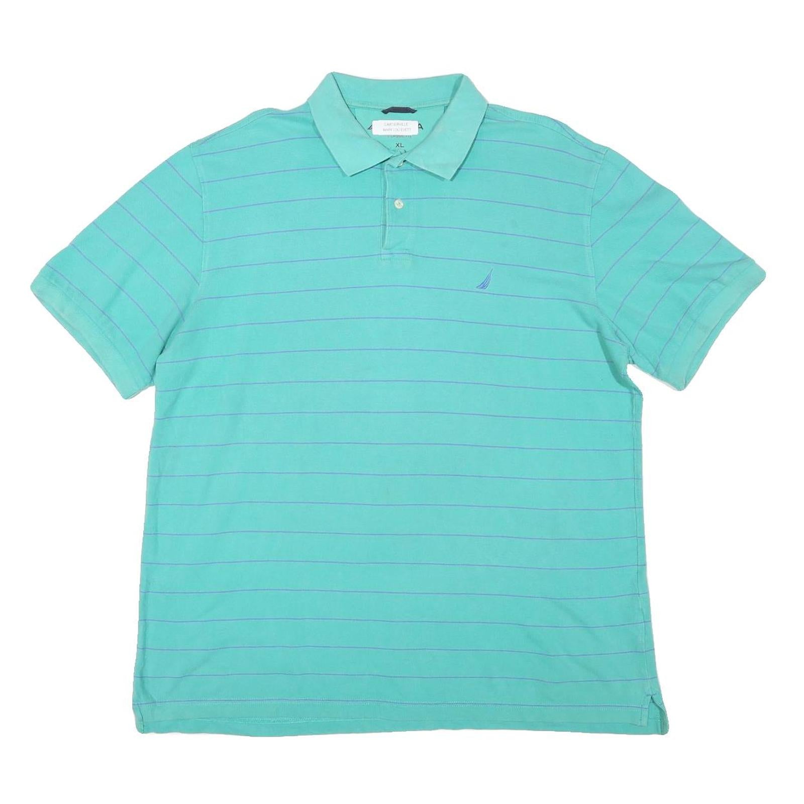 NAUTICA Mens Blue & Purple Striped Short Sleeve Polo Shirt XL Casual Cotton Refurbished - N/A refurbished available on Cerqular