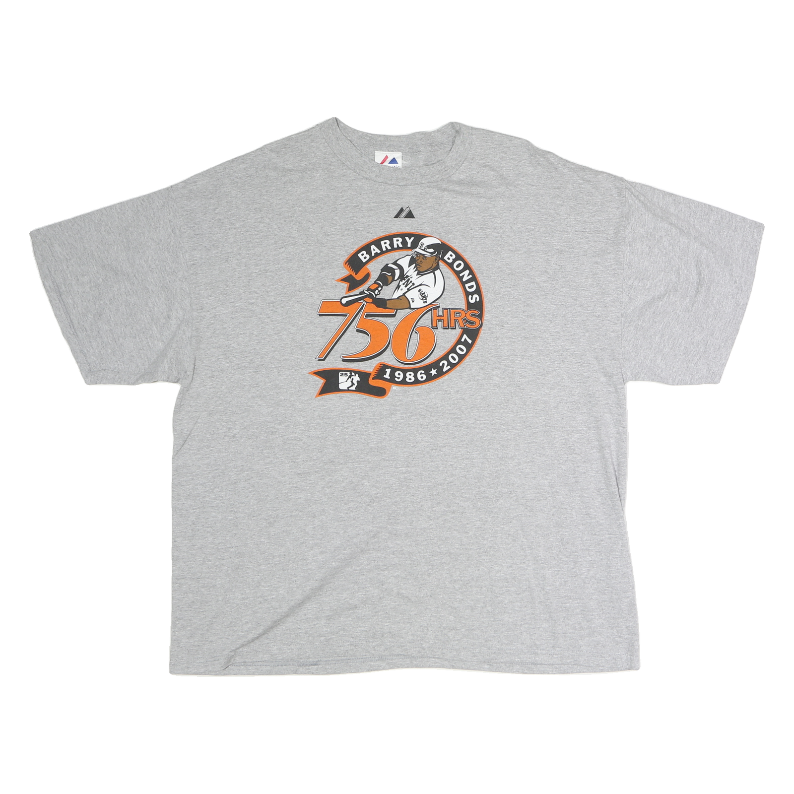 MAJESTIC Mens Grey Barry Bonds Graphic T-Shirt 2XL Short Sleeve Crew Neck Sports Refurbished - N/A refurbished available on Cerqular