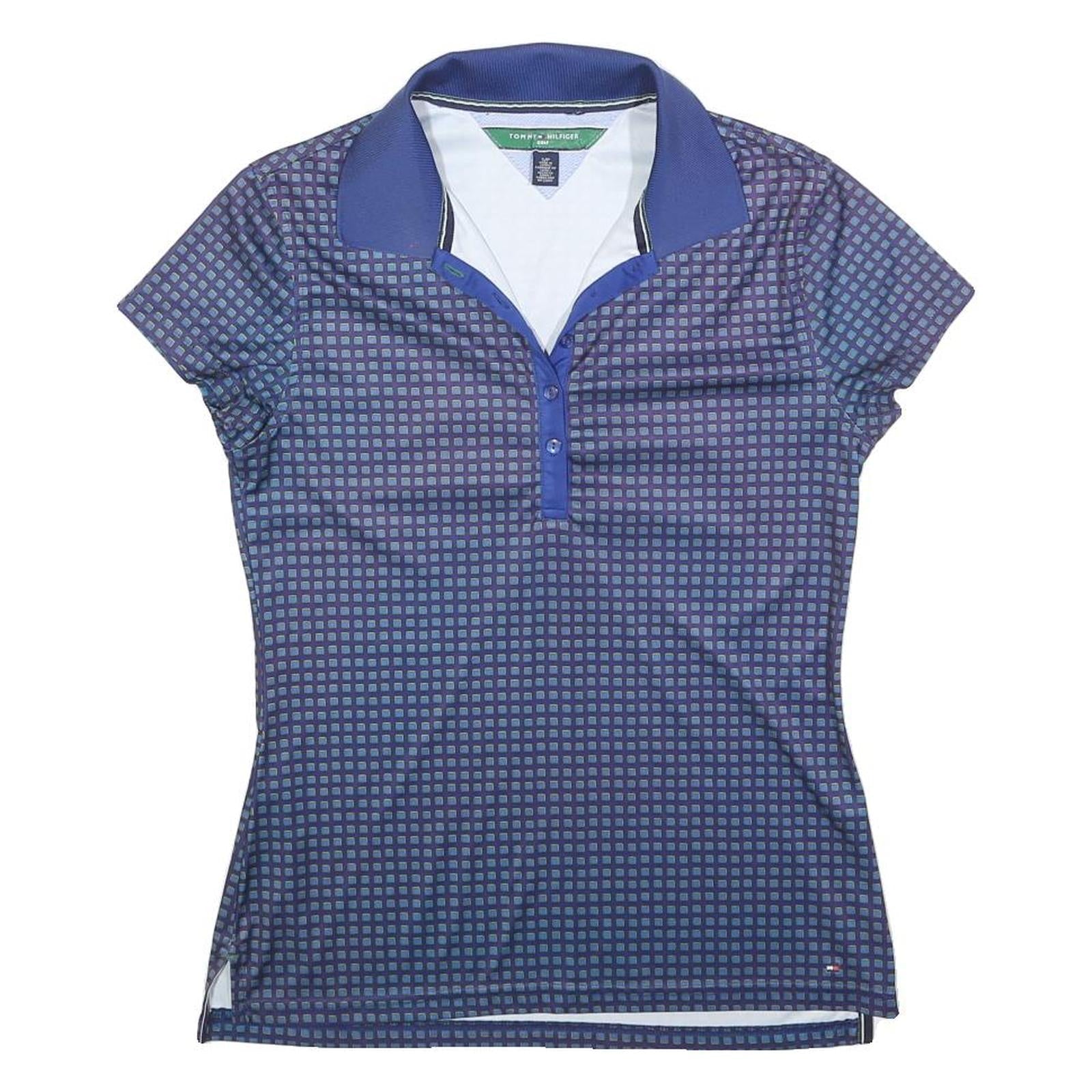 TOMMY HILFIGER Womens Blue Short Sleeve Geometric Polo Shirt S Polyester Blend Refurbished - N/A refurbished available on Cerqular