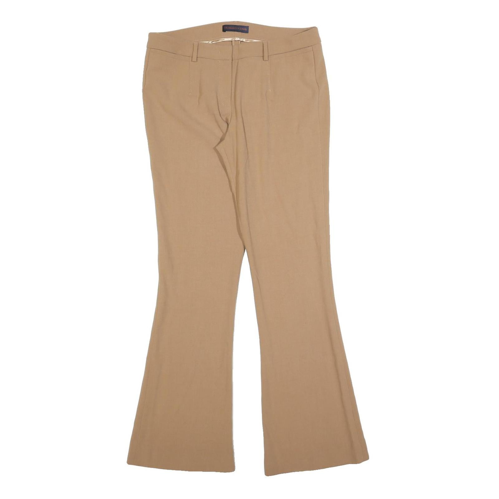 TRUSSARDI Womens Polyester Blend Beige Regular Flared Trousers W32 L32 Office Refurbished - N/A refurbished available on Cerqular