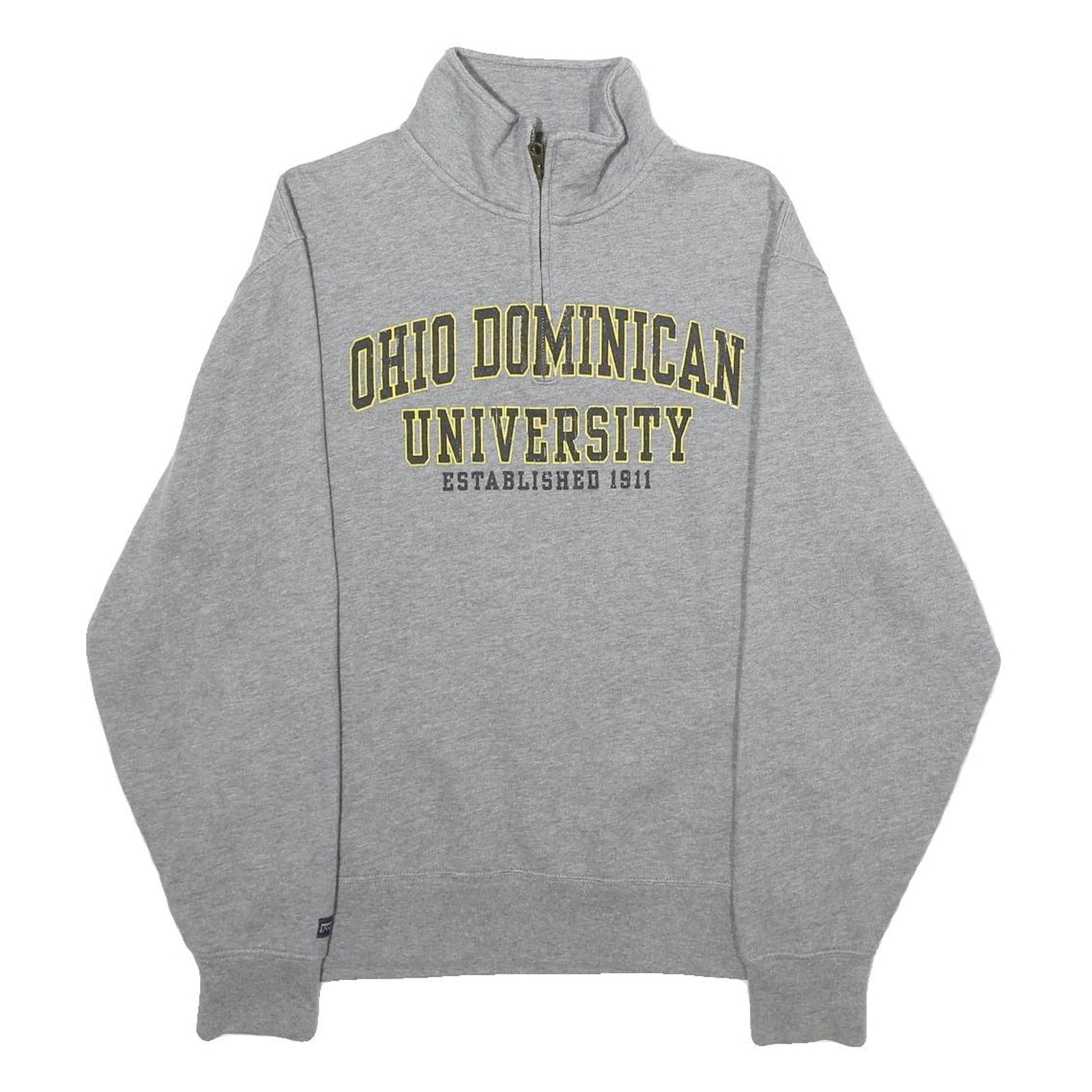 JANSPORT Mens Grey Ohio Dominican University Cotton Blend 1/4 Zip Sweatshirt S Refurbished - N/A refurbished available on Cerqular