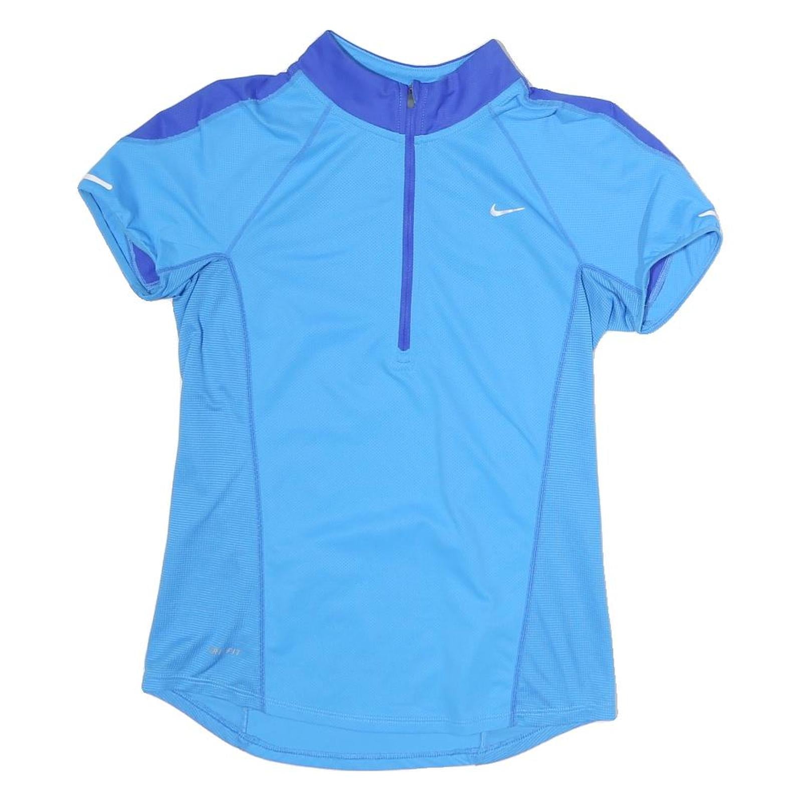 NIKE Mens Blue & Purple Sporty T-Shirt M Short Sleeve Quarter Zip Collar Refurbished - N/A refurbished available on Cerqular