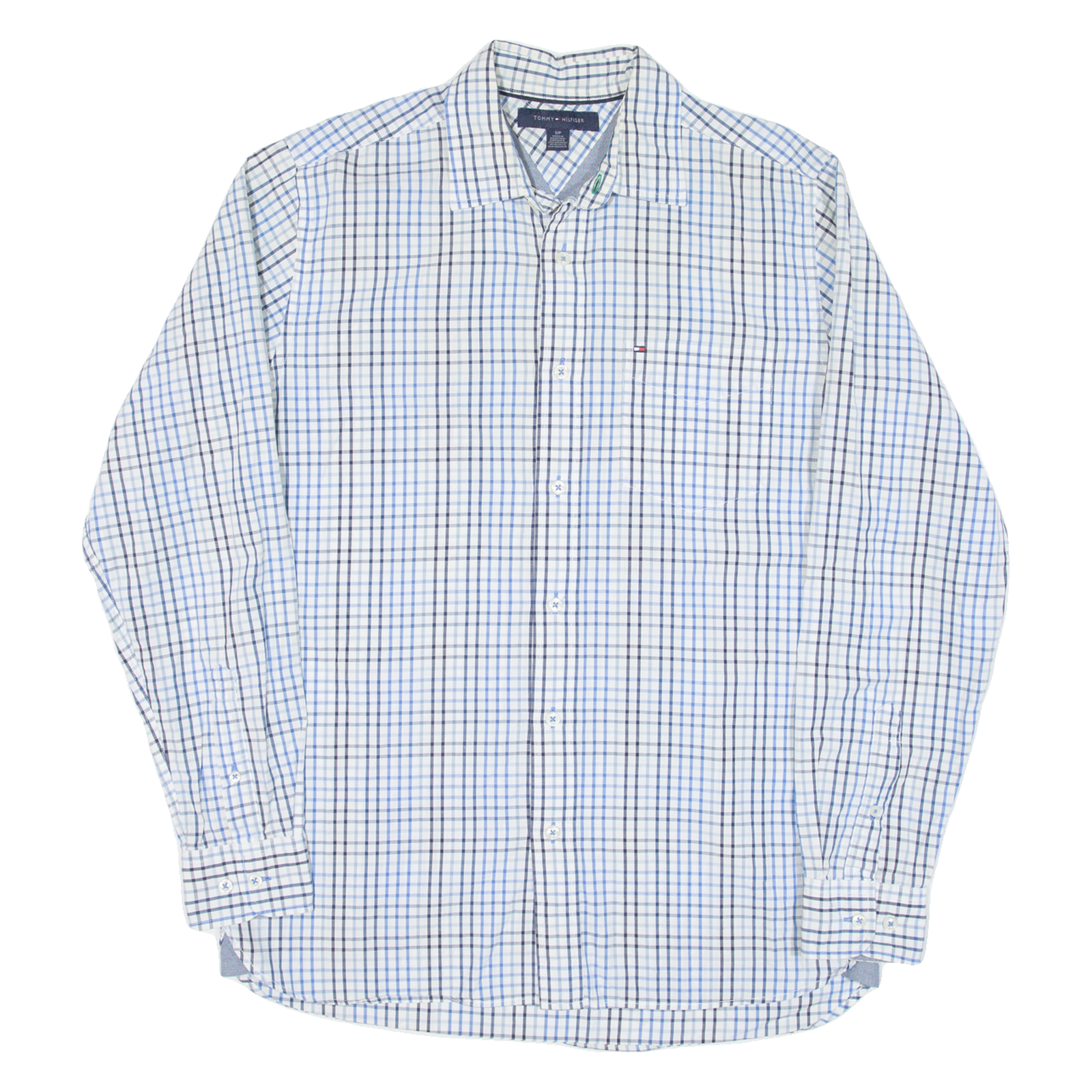 TOMMY HILFIGER Mens Shirt Blue Check Long Sleeve S Refurbished - N/A refurbished available on Cerqular
