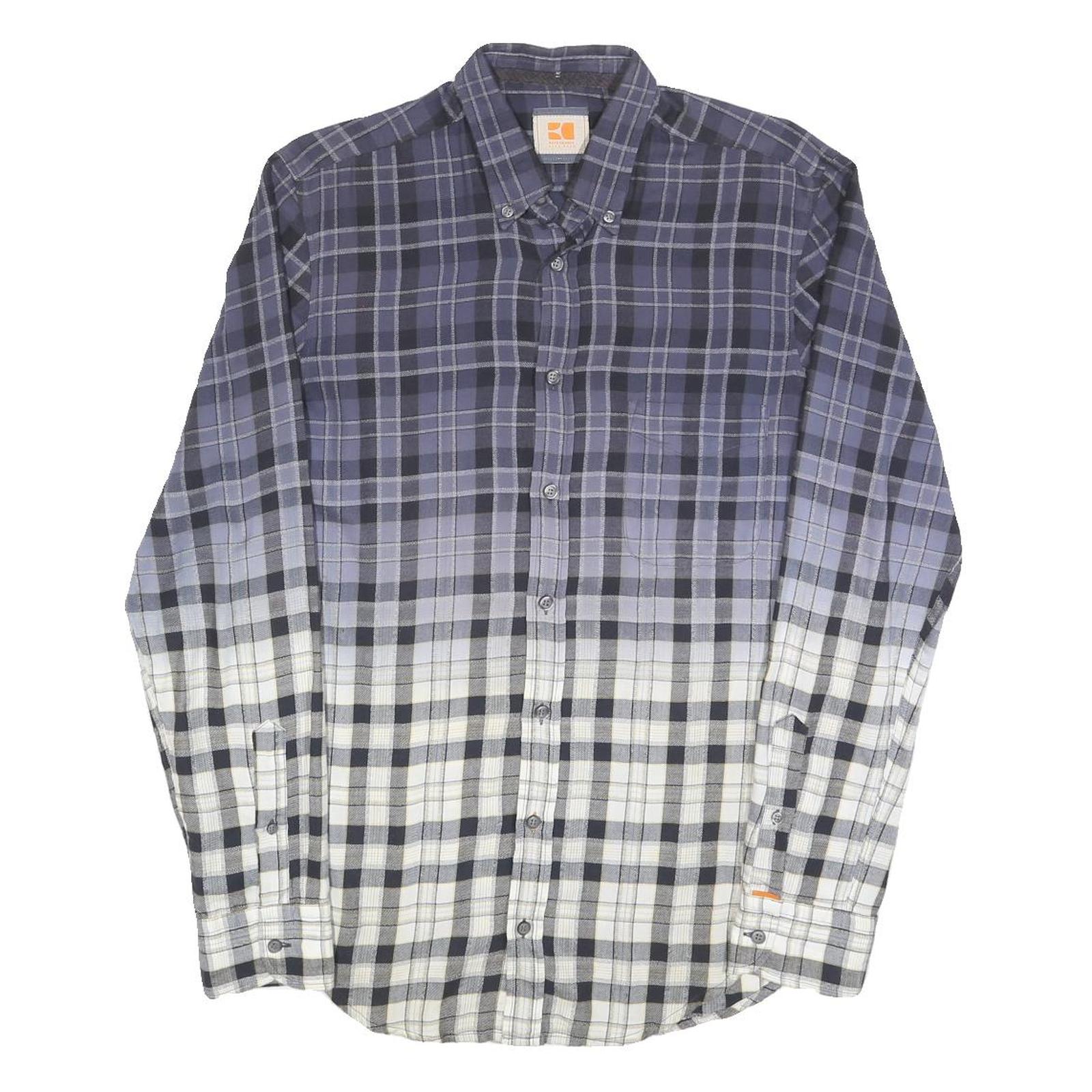 HUGO BOSS Mens Blue & White Check Shirt S Button Down Cotton Blend Casual Refurbished - N/A refurbished available on Cerqular