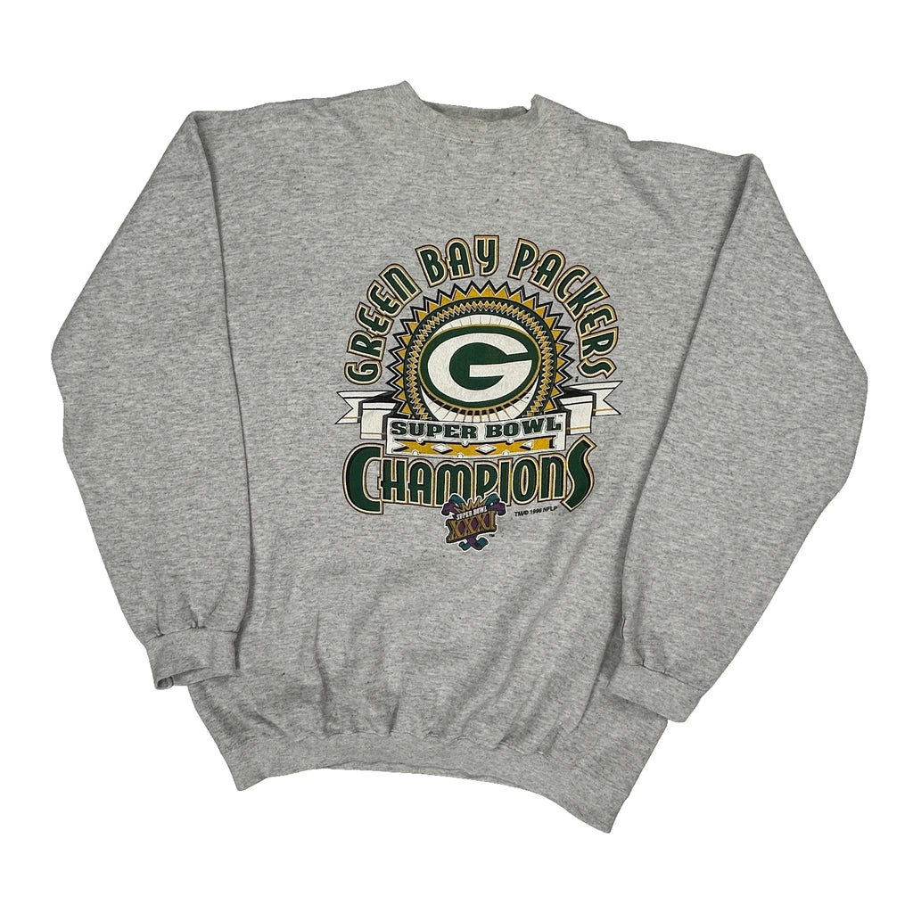 Buy Green Bay Packers Logo Athletics Football Sweatshirt - Large Grey Cotton Blend Refurbished - $60.29 Green Bay Packers Logo Athletics Football Sweatshirt - Large Grey Cotton Blend Refurbished - Thrifted (note: this is a term often used to describe second- refurbished available on Cerqular