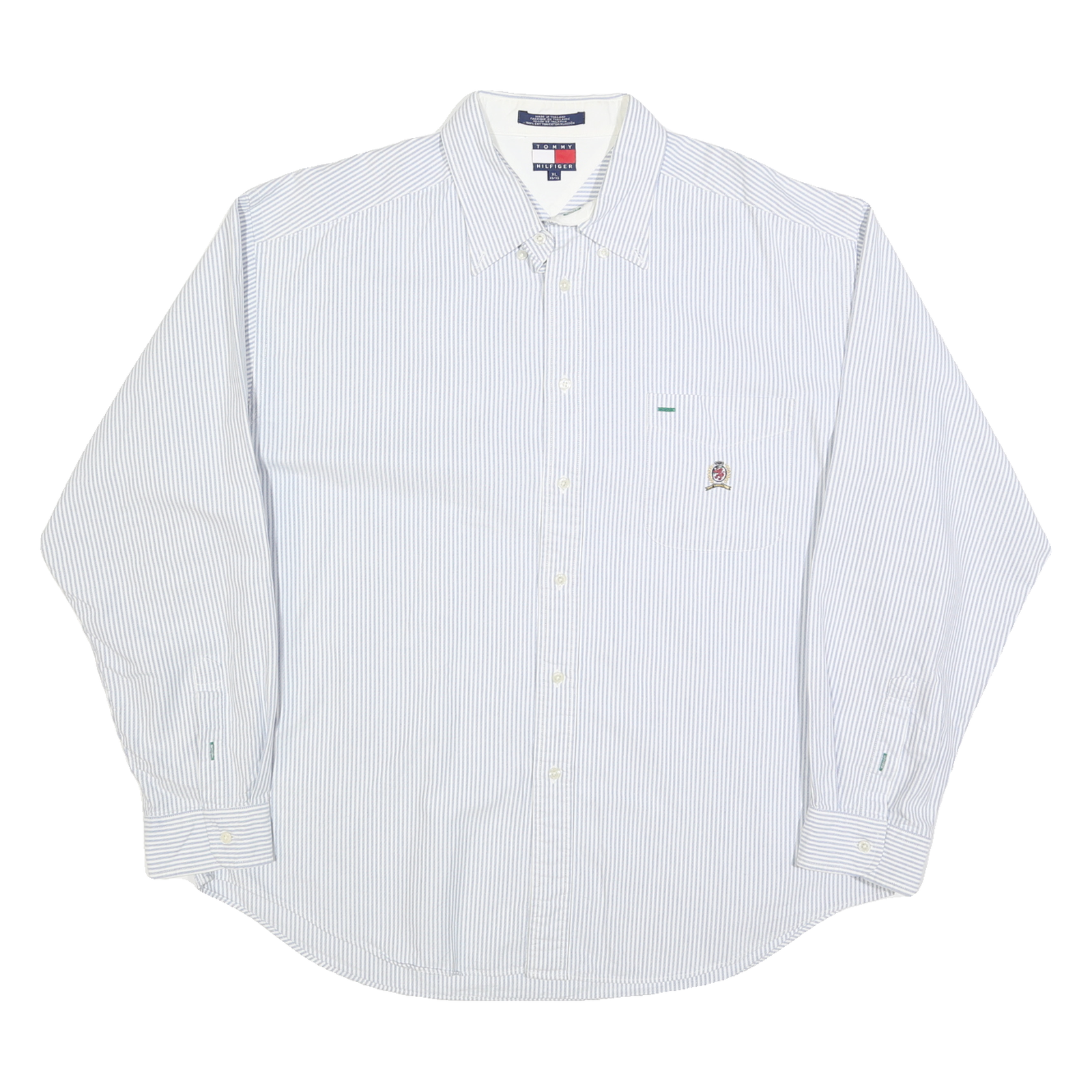 TOMMY HILFIGER Mens Blue & White Striped Shirt XL Classic Button-Down Cotton Refurbished - N/A refurbished available on Cerqular