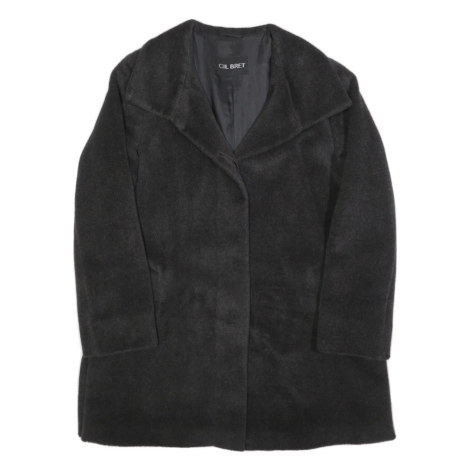 GIL BRET Womens Black Wool Blend Button Jacket M Classic Warm Outerwear Refurbished - N/A refurbished available on Cerqular