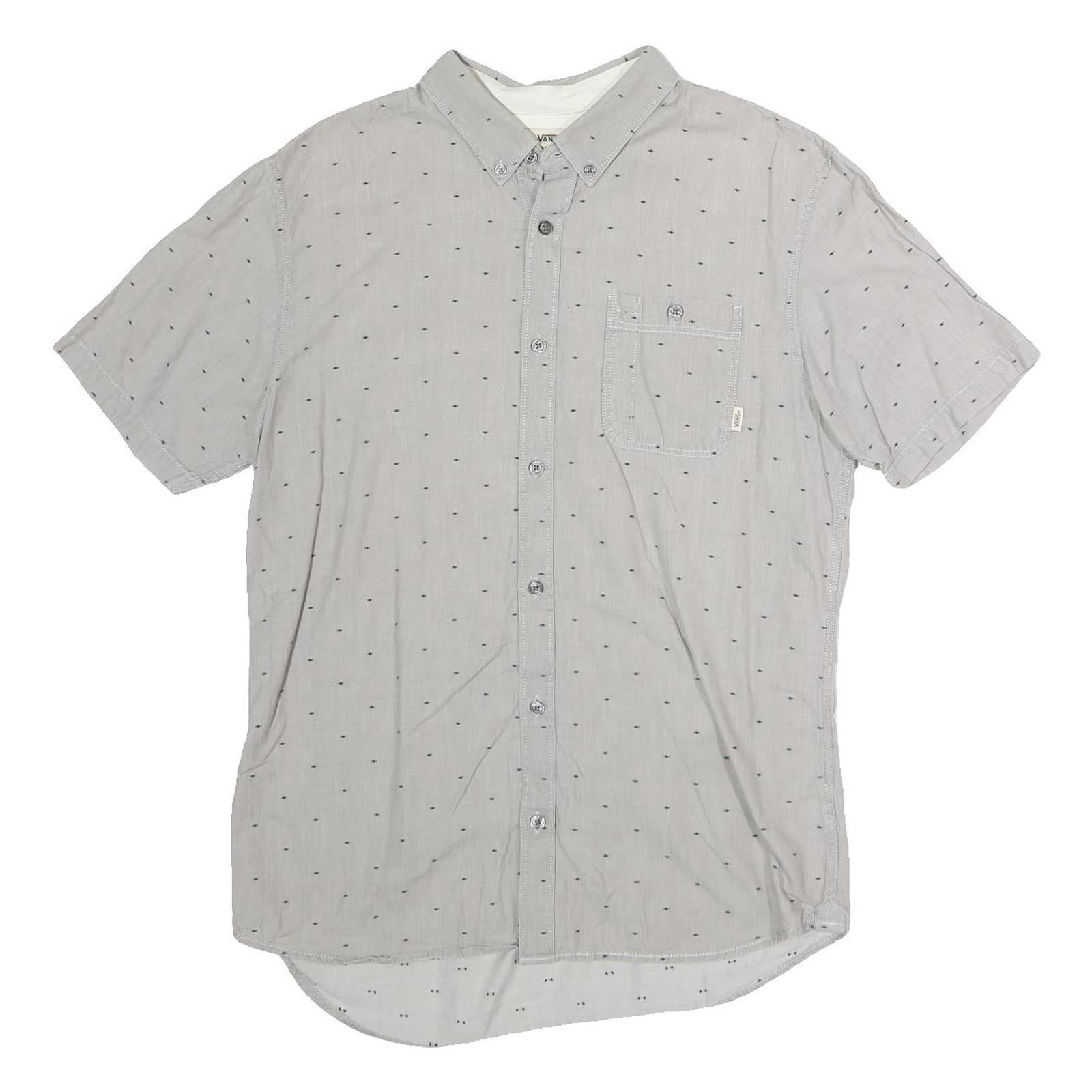 VANS Mens Grey & Black Shirt L Cotton Button Collar Casual Summer Shirt Refurbished - N/A refurbished available on Cerqular