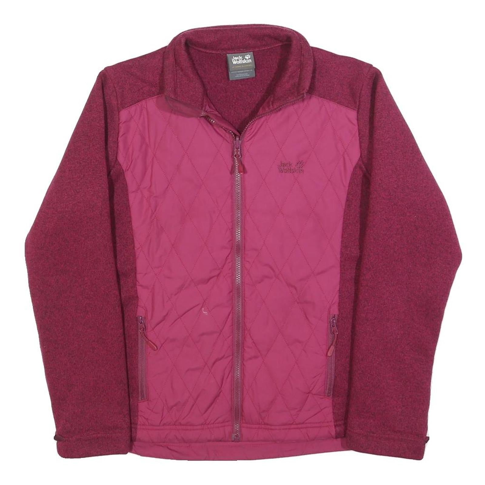 JACK WOLFSKIN Womens Red Quilt Front Jacket UK 12 Polyester Blend Zip Outdoor Refurbished - N/A refurbished available on Cerqular
