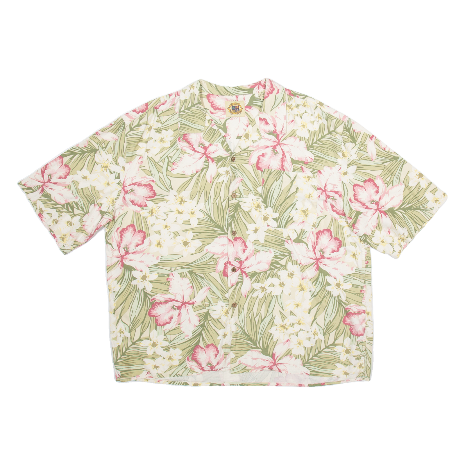 PUSSIES WEST INDIES Mens Hawaiian Shirt Beige Silk Floral XL Refurbished - N/A refurbished available on Cerqular
