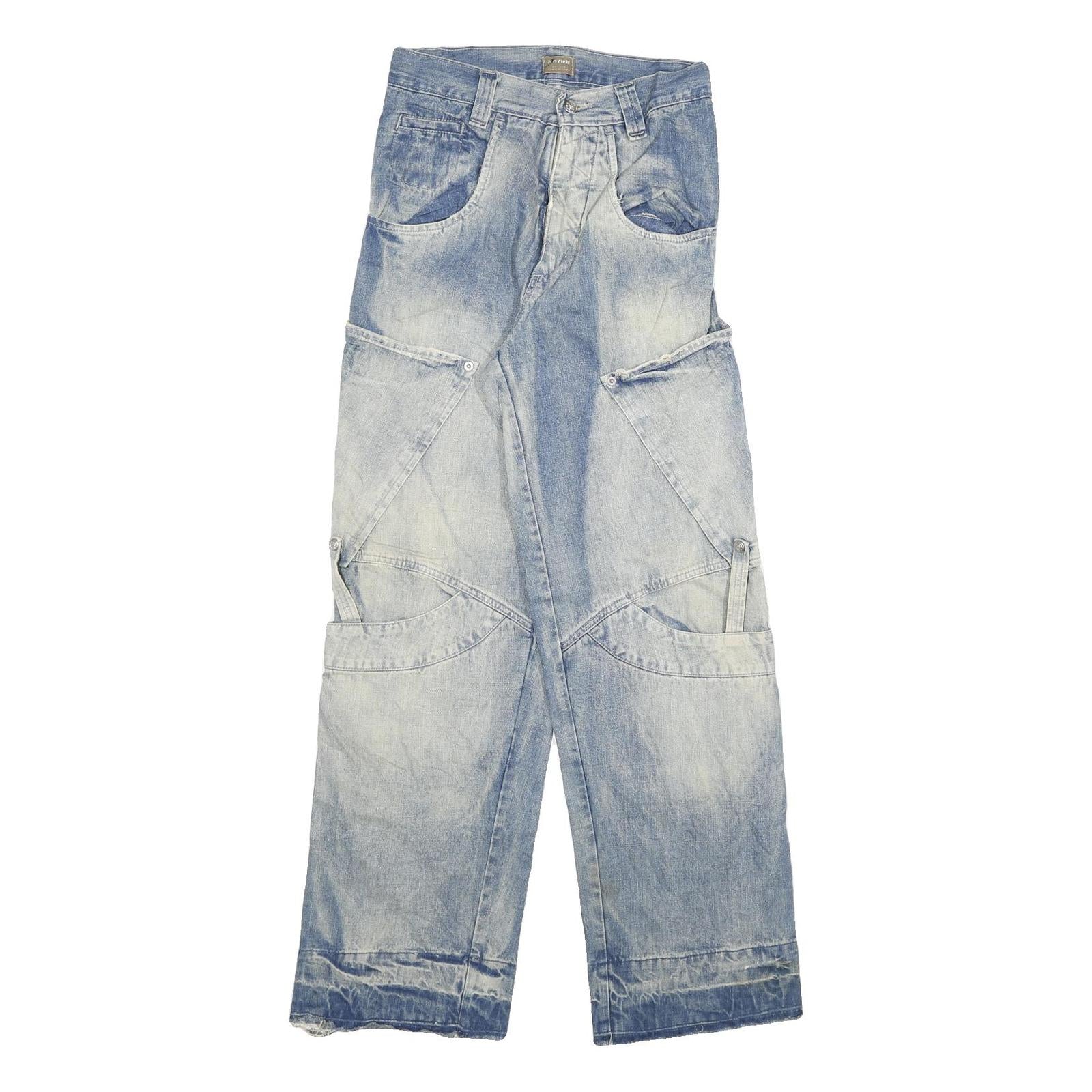 Mens Relaxed Blue Denim Rinse Jeans W28 L32 Large Pockets Casual Zip Closure Refurbished - N/A refurbished available on Cerqular
