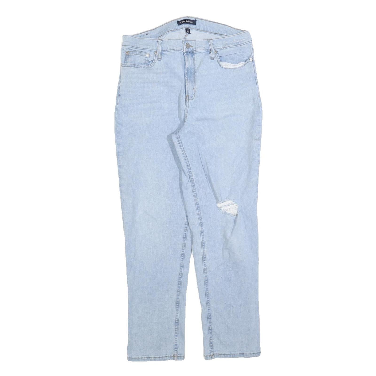 CALVIN KLEIN JEANS Womens Light Blue Regular Fit Straight Denim W31 L28 Zip Refurbished - N/A refurbished available on Cerqular