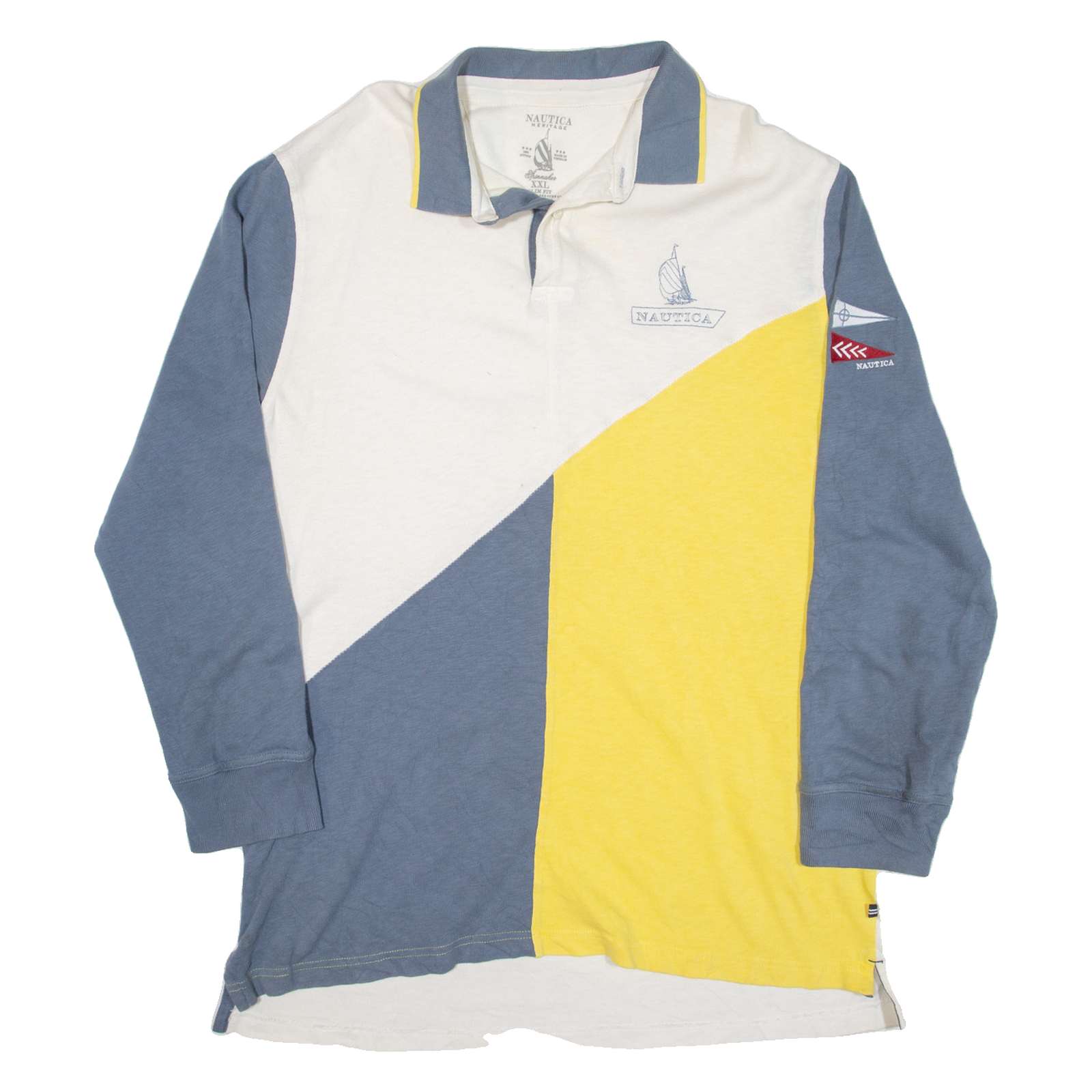 NAUTICA Slim Fit Mens Polo Shirt Blue Long Sleeve 2XL Refurbished - N/A refurbished available on Cerqular