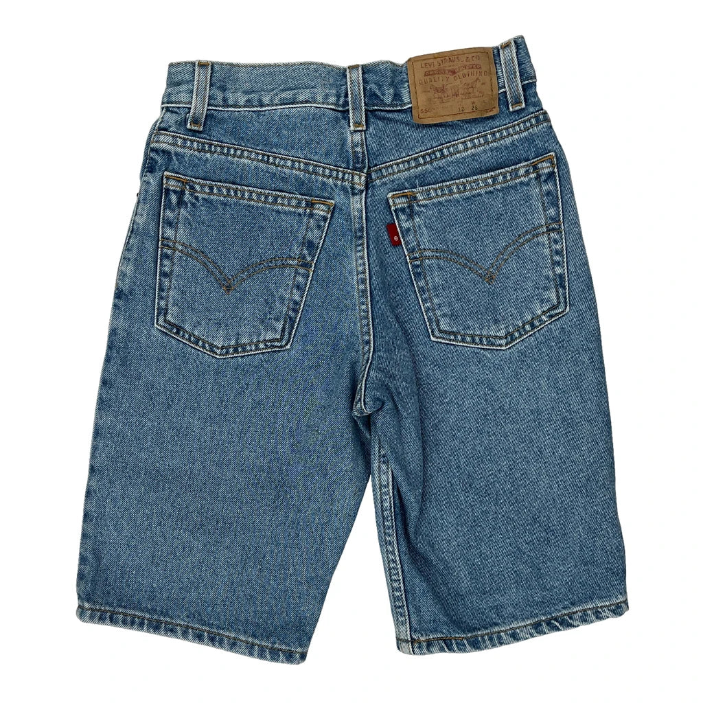 Levis Denim Shorts - 24W 11L Blue Cotton Refurbished - Thrifted (note: this is a term often used to describe second- refurbished available on Cerqular