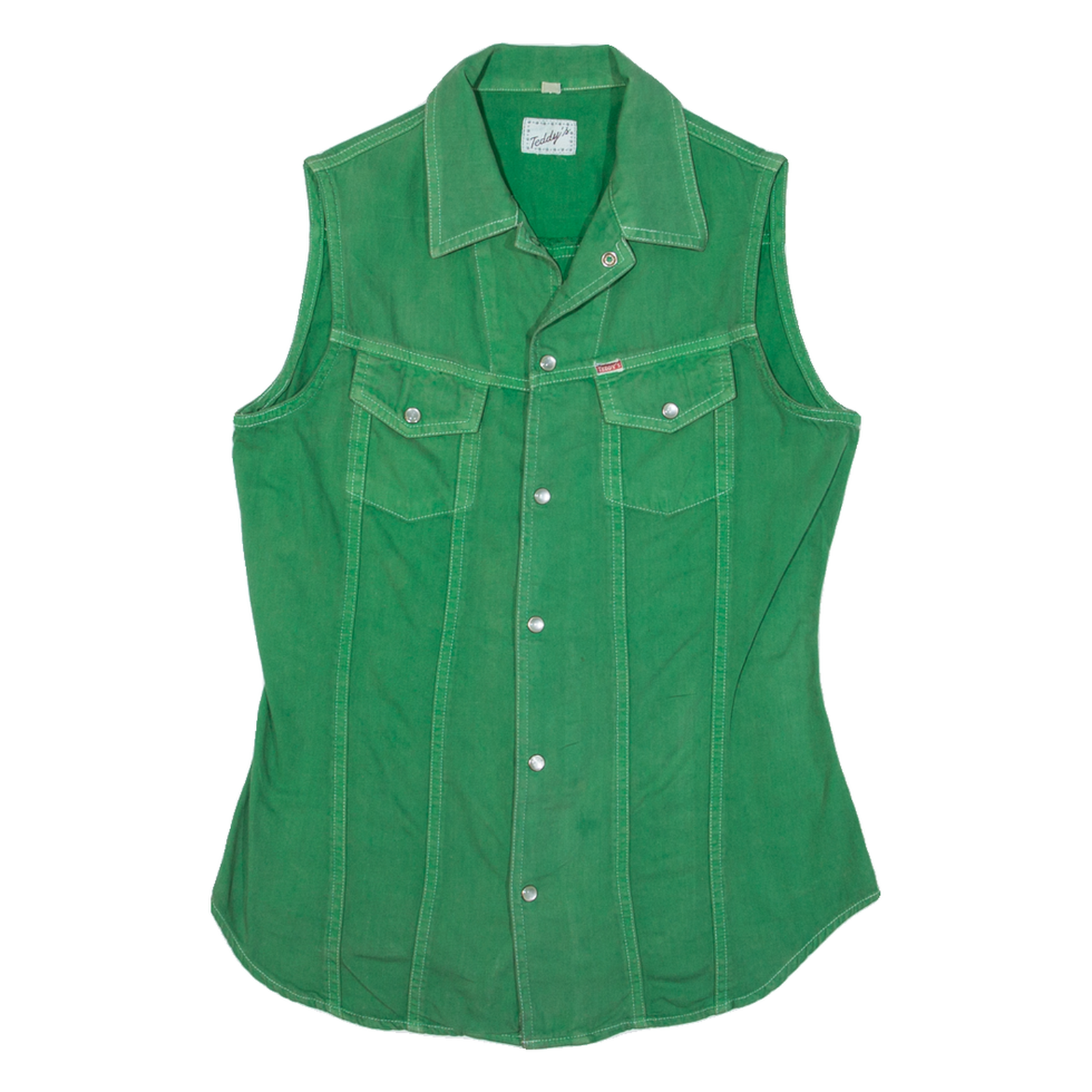 TEDDY'S Mens Denim Shirt Green Sleeveless S Refurbished - N/A refurbished available on Cerqular