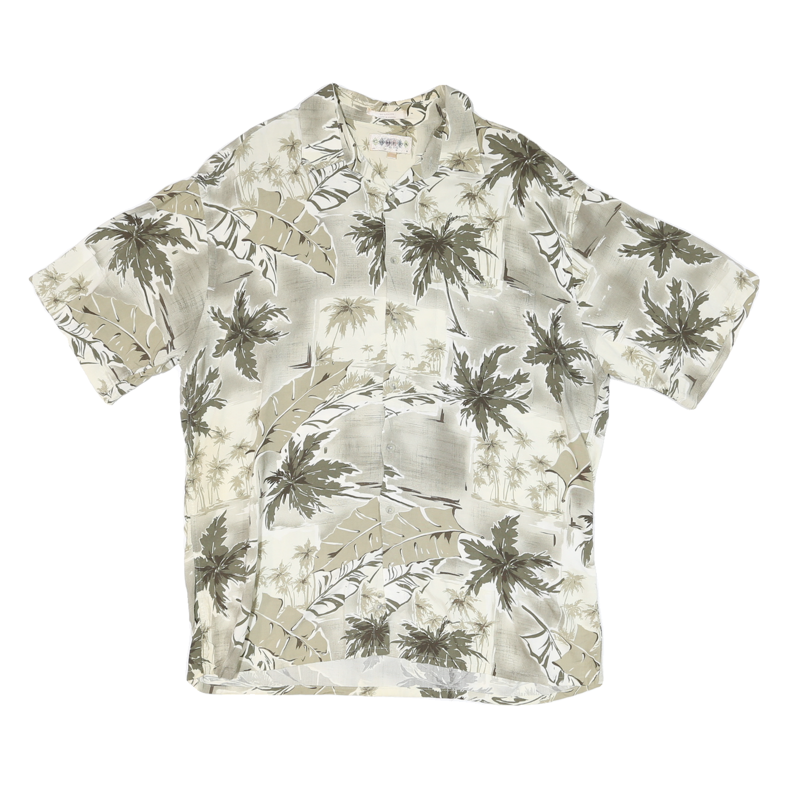 CAMPIA Mens Beige & Brown Rayon Hawaiian Shirt L Short Sleeve Tropical Print Refurbished - N/A refurbished available on Cerqular