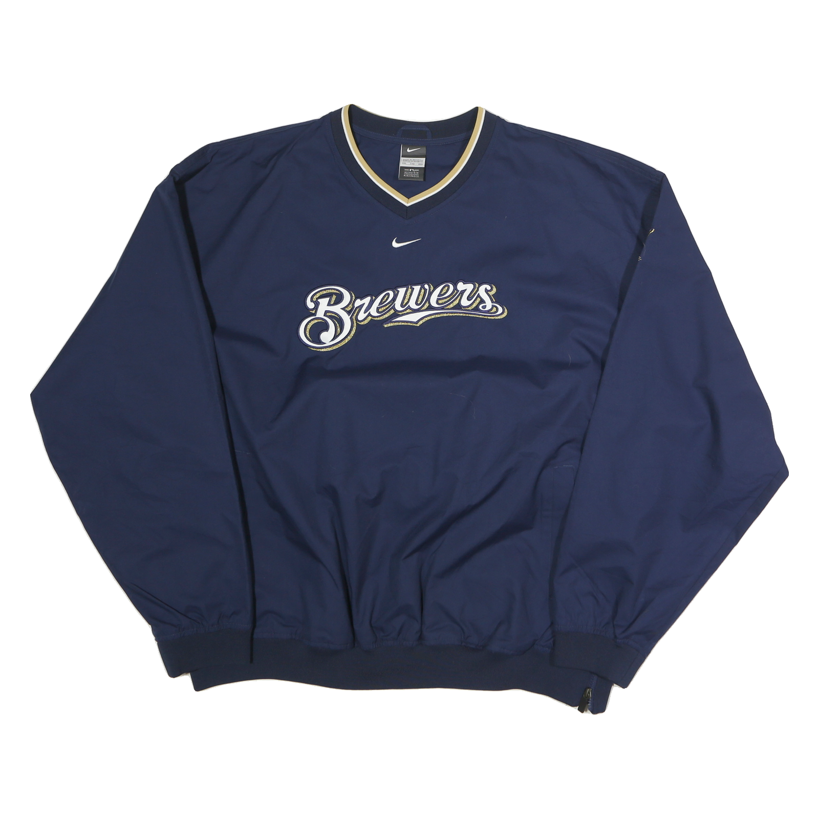 NIKE Mens Blue Brewers V-Neck Sweatshirt 2XL Polyester Pullover Sportswear Refurbished - N/A refurbished available on Cerqular