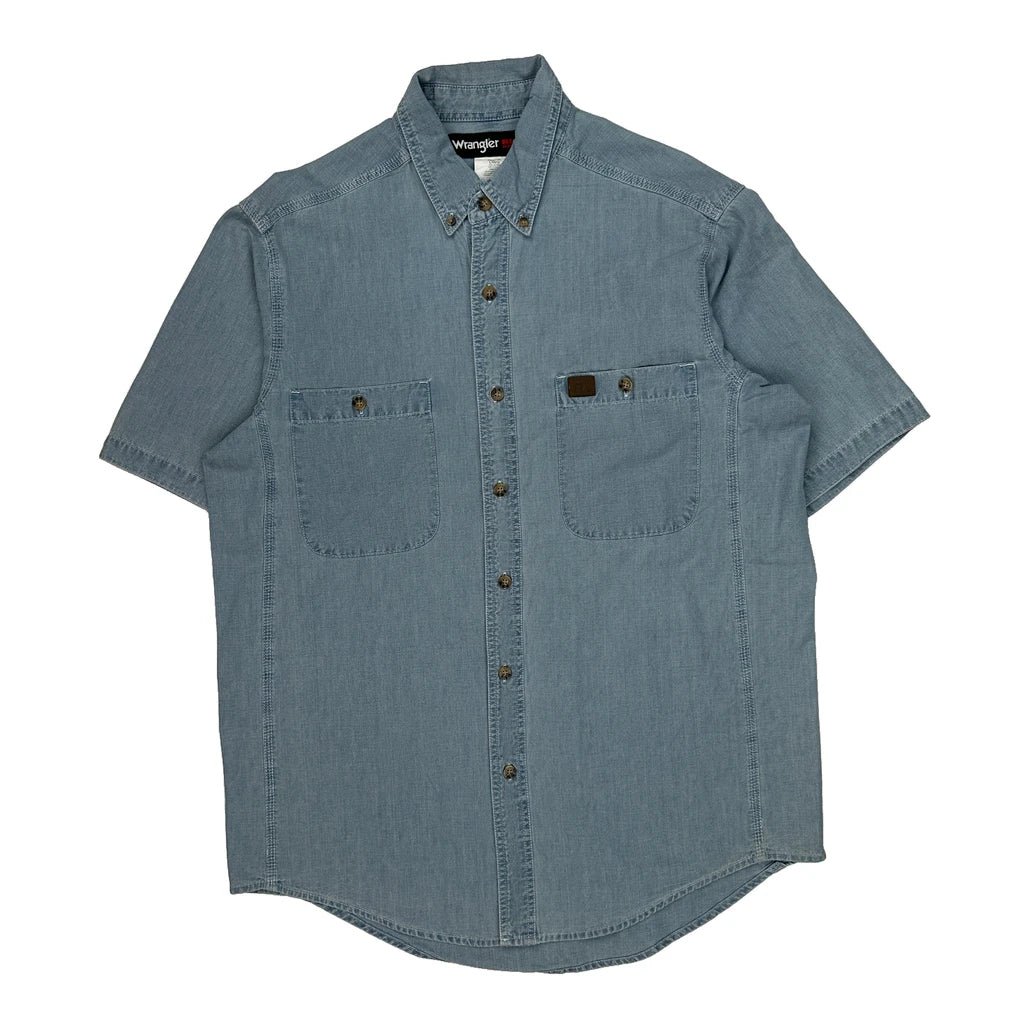 Wrangler Denim Shirt - Large Blue Cotton Refurbished - Thrifted (note: this is a term often used to describe second- refurbished available on Cerqular