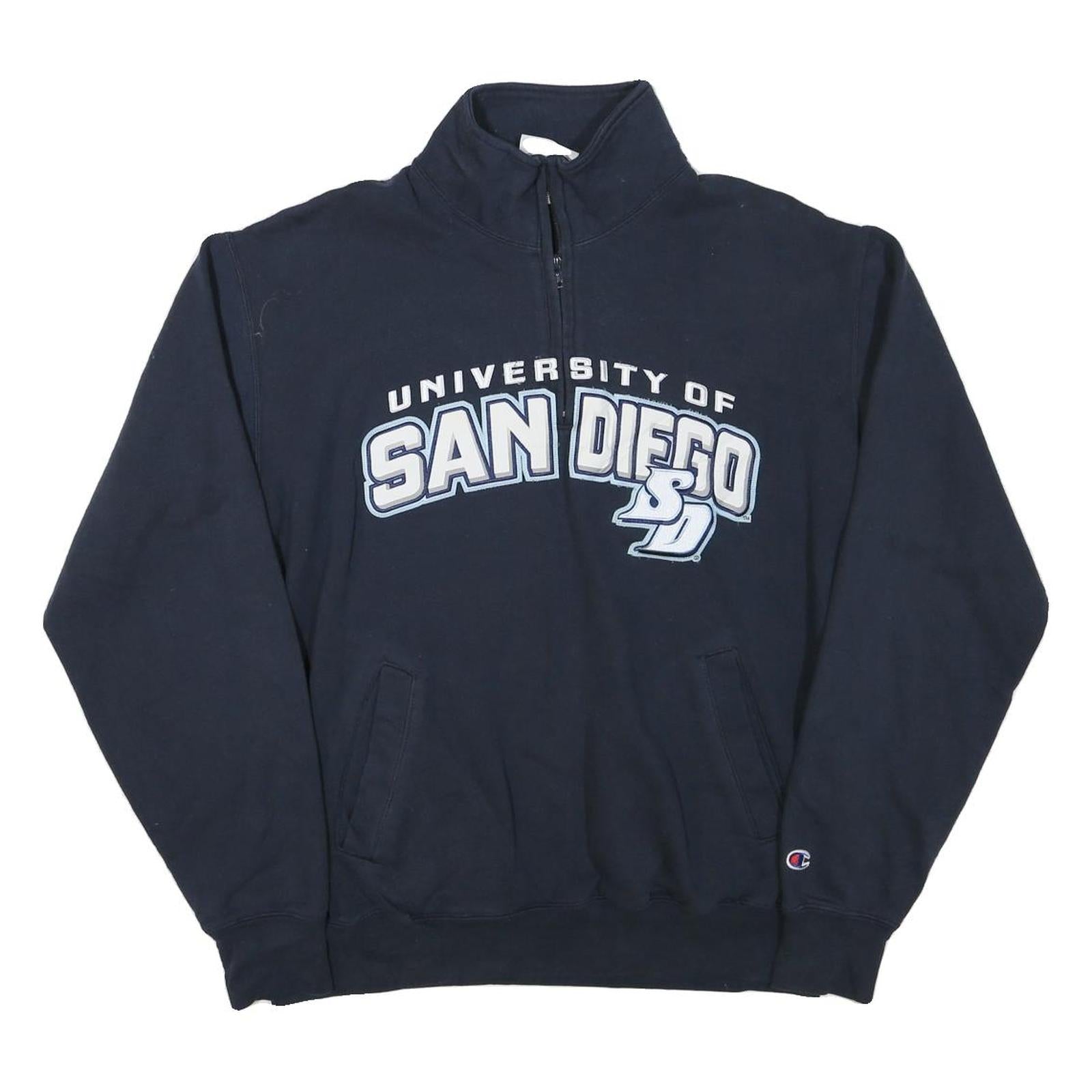 CHAMPION Mens Navy University Of San Diego 1/4 Zip Sweatshirt L Pullover Cotton Refurbished - N/A refurbished available on Cerqular