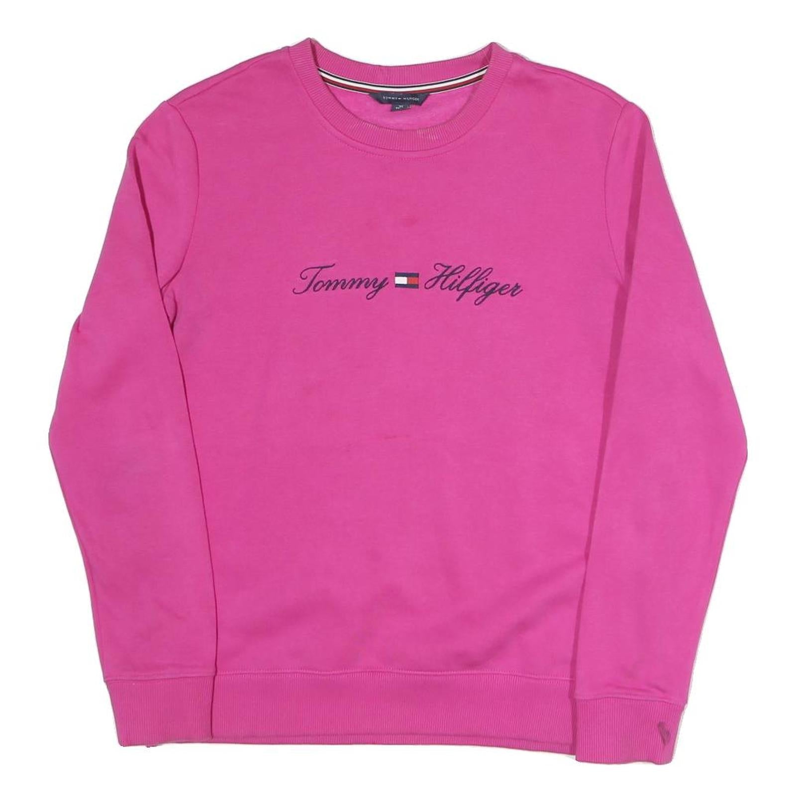 TOMMY HILFIGER Womens Pink Crew Neck XS Sweatshirt Cotton Blend Pullover Refurbished - N/A refurbished available on Cerqular