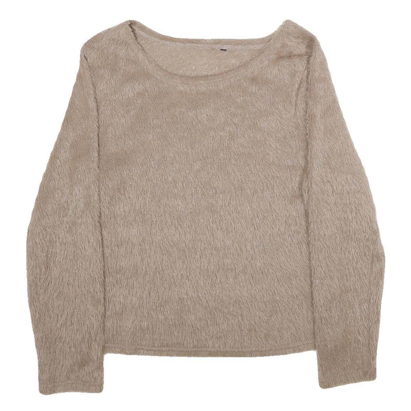 Womens Beige Plain Jumper Crew Neck Basic Knit Regular M Soft Warm Lightweight Refurbished - N/A refurbished available on Cerqular