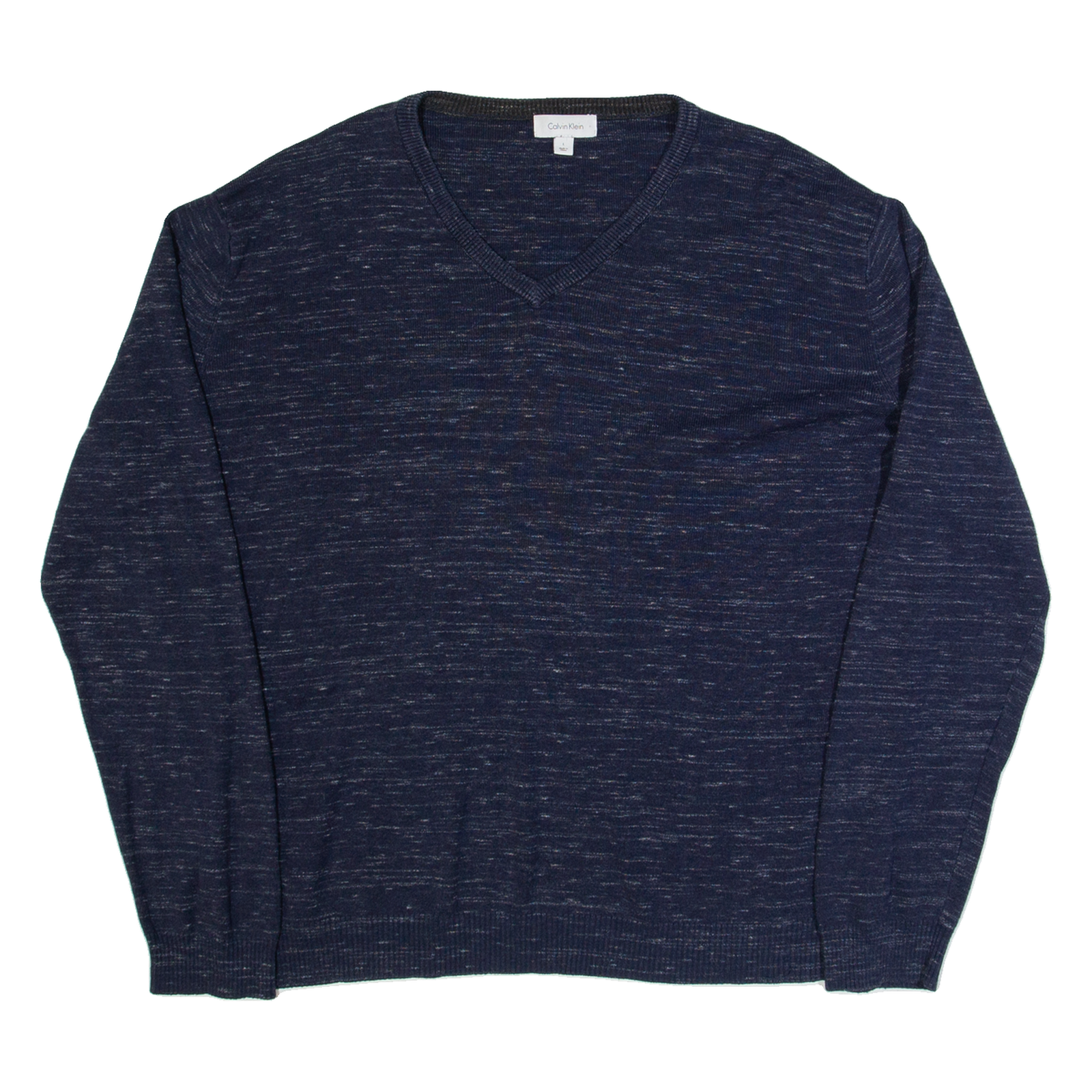 CALVIN KLEIN Mens Jumper Blue V-Neck Tight Knit L Refurbished - N/A refurbished available on Cerqular