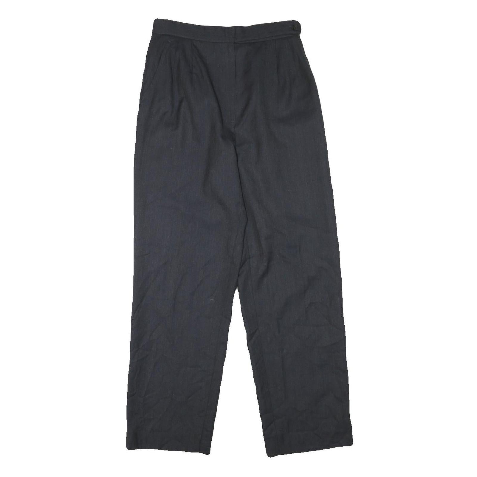 Womens Wool Blend Black Regular Fit Straight Leg Trousers W26 L27 Classic Zip Refurbished - N/A refurbished available on Cerqular