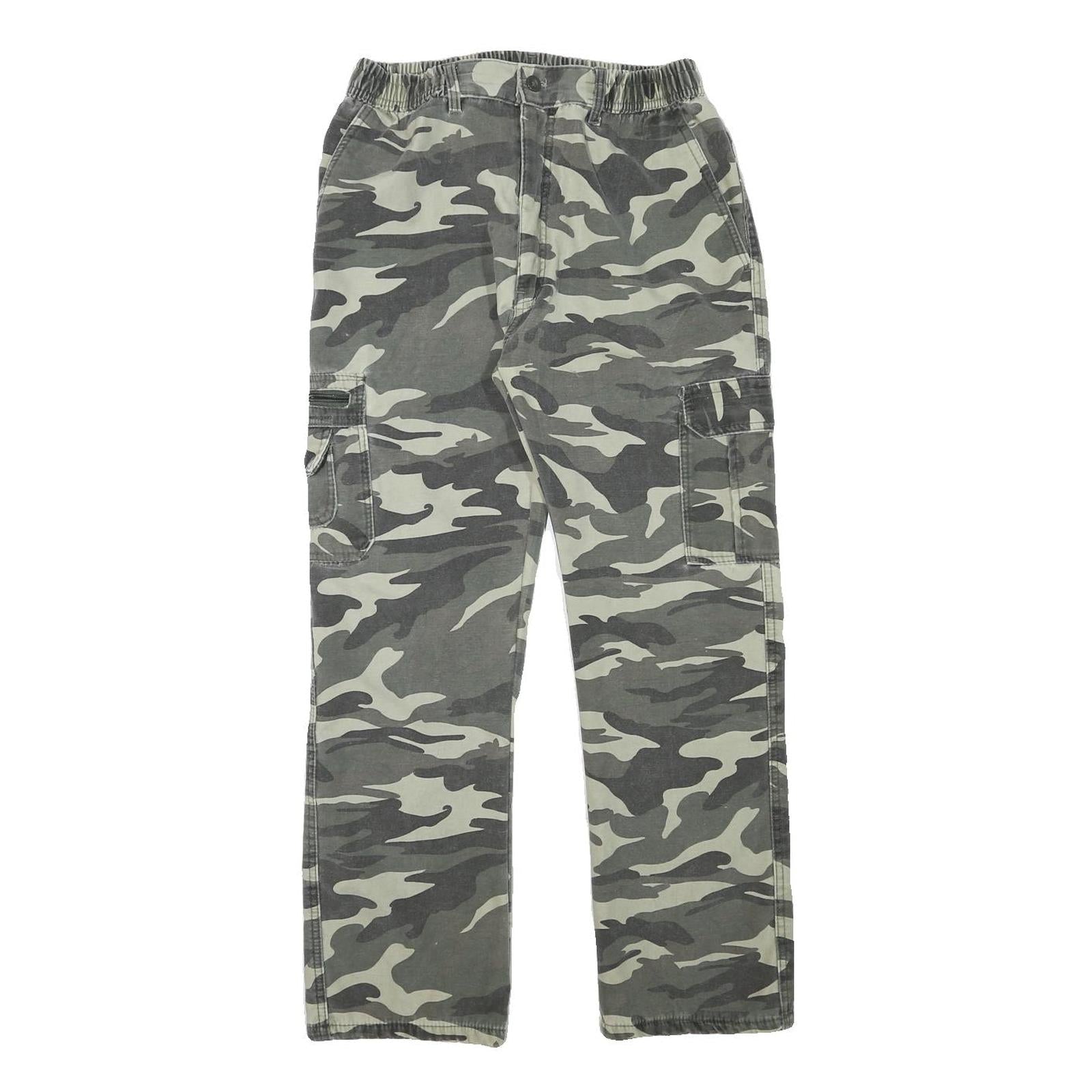 Mens Lined Cotton Blend Regular Fit Grey Camouflage Cargo Trousers W28 L28 Refurbished - N/A refurbished available on Cerqular