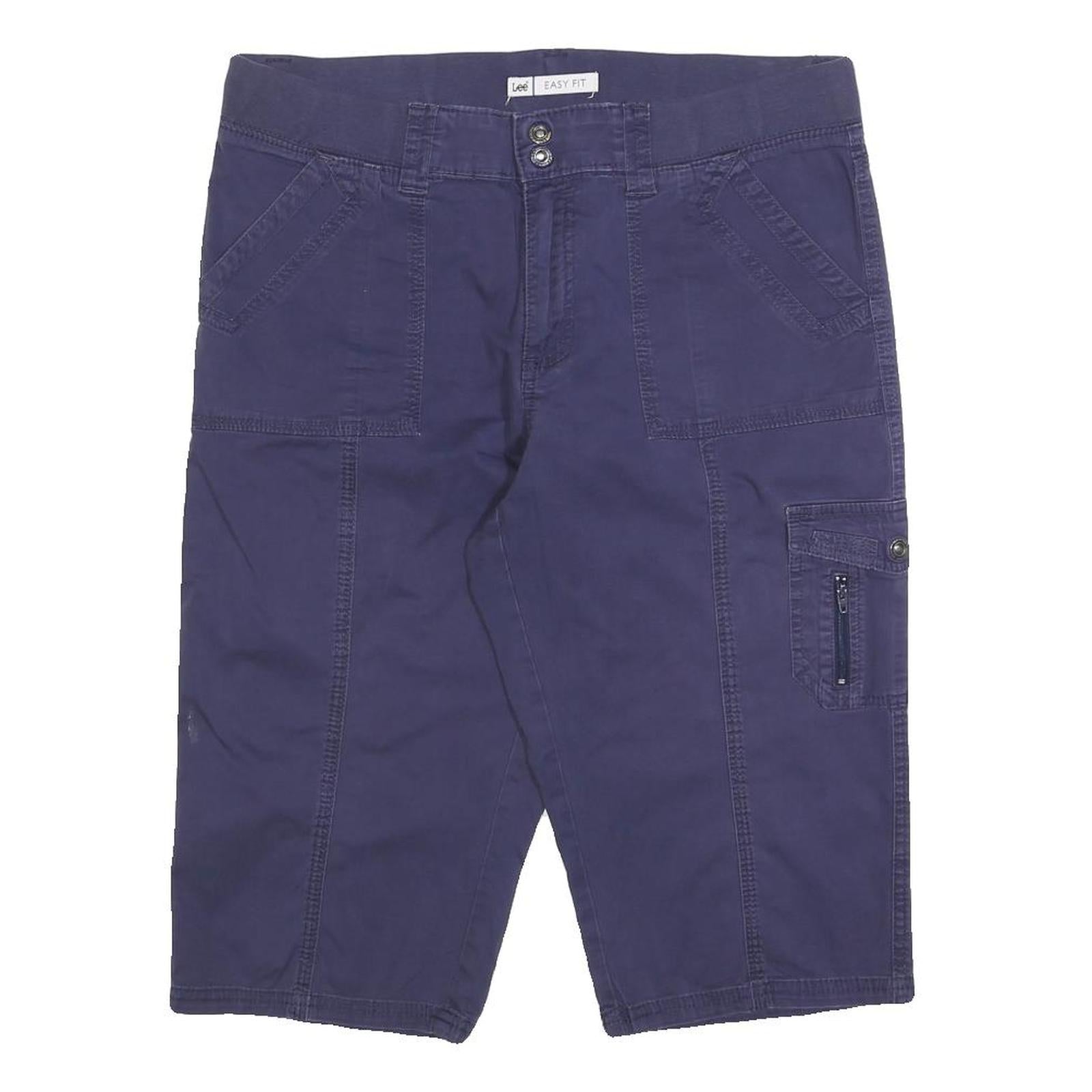 LEE Womens Cotton Blend Navy Blue Cargo Shorts L W34 Easy Fit Casual Pocketed Refurbished - N/A refurbished available on Cerqular