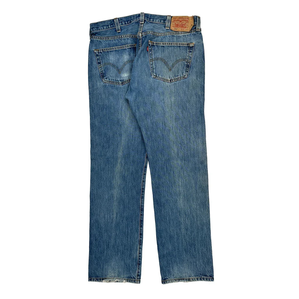 501 Levis Jeans - 36W 31L Blue Cotton Refurbished - Thrifted (note: this is a term often used to describe second- refurbished available on Cerqular