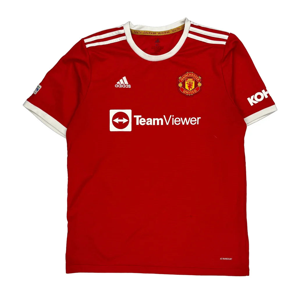 Manchester United 2021/22 Home Adidas Football Football Shirt - 4XL Red Polyester Refurbished - Thrifted (note: this is a term often used to describe second- refurbished available on Cerqular