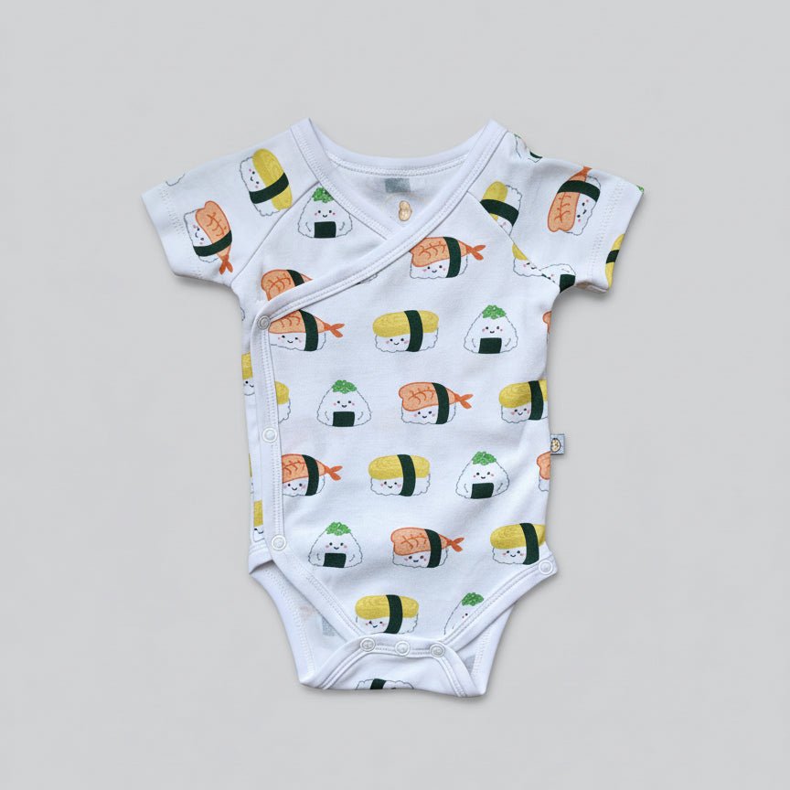 Organic Cotton Baby Onesie - Sushi | Size: 0 - 3M Refurbished - The Wee Bean refurbished available on Cerqular