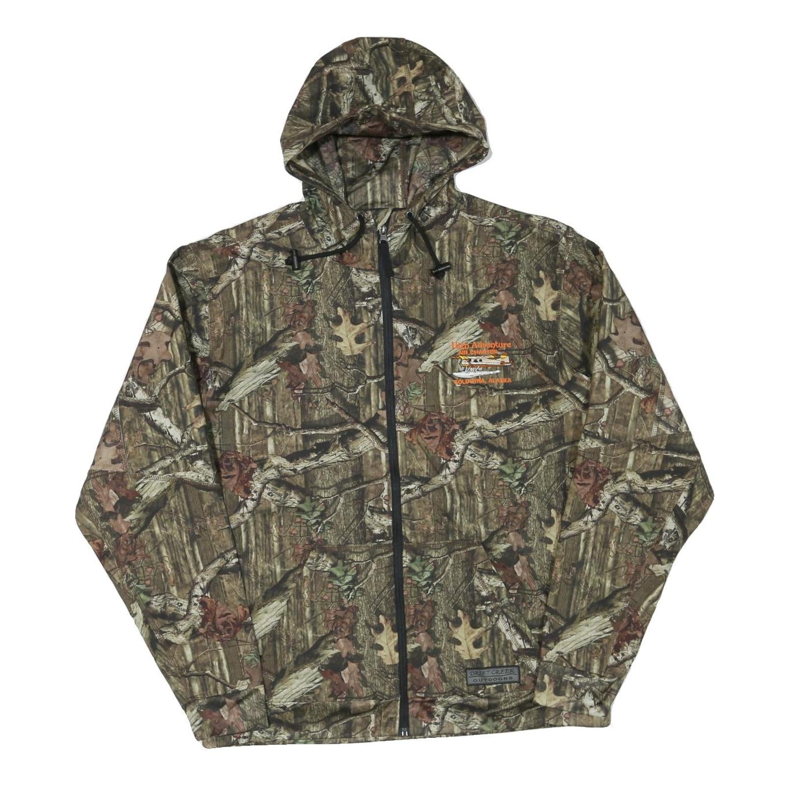 Mens Green Brown Camouflage Outdoor Zip Jacket XL Polyester Blend Hooded Refurbished - N/A refurbished available on Cerqular