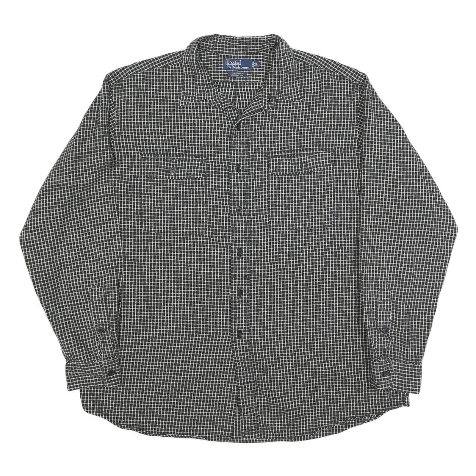 POLO RALPH LAUREN Mens Black & White Check Shirt XL Cotton Blend Casual Button Refurbished - N/A refurbished available on Cerqular