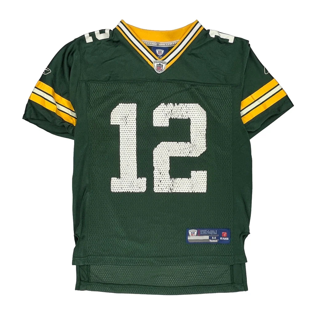 Age 8-12 Green Bay Packers Reebok Football Jersey - Medium Green Polyester Refurbished - Thrifted (note: this is a term often used to describe second- refurbished available on Cerqular