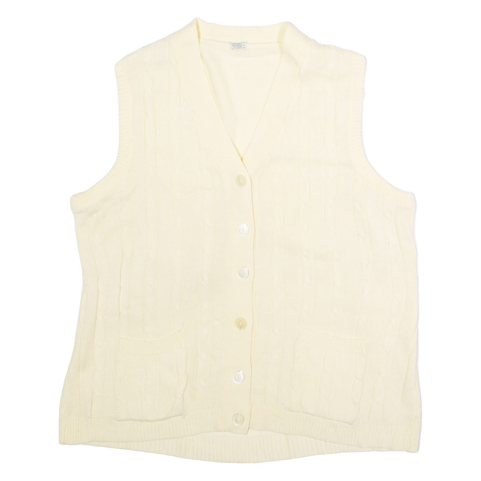 MISSK Womens Cardigan Cream V-Neck 80s Cable Knit Sleeveless UK 14 Refurbished - N/A refurbished available on Cerqular