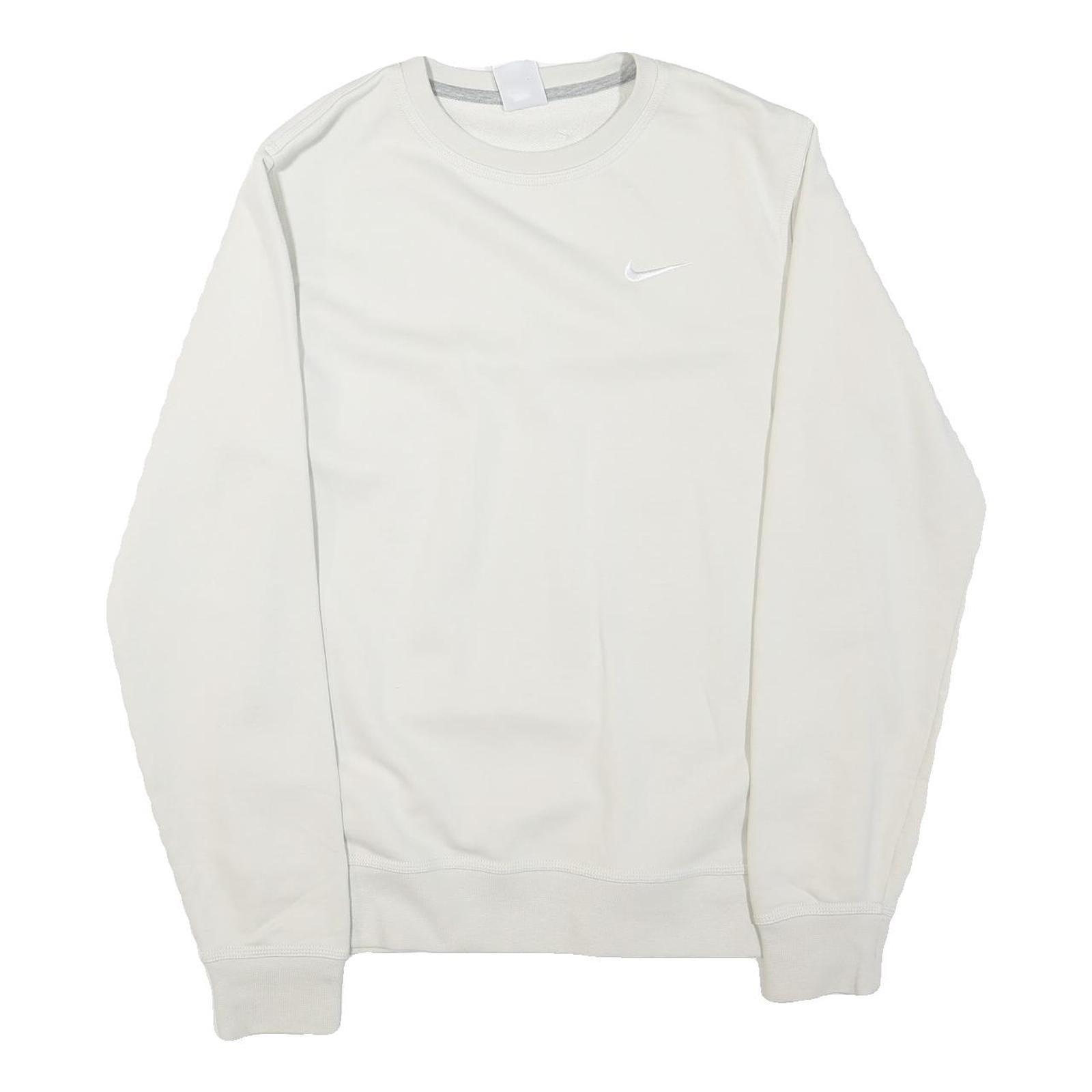 NIKE Mens White Crew Neck M Cotton Blend Sweatshirt Classic Logo Refurbished - N/A refurbished available on Cerqular