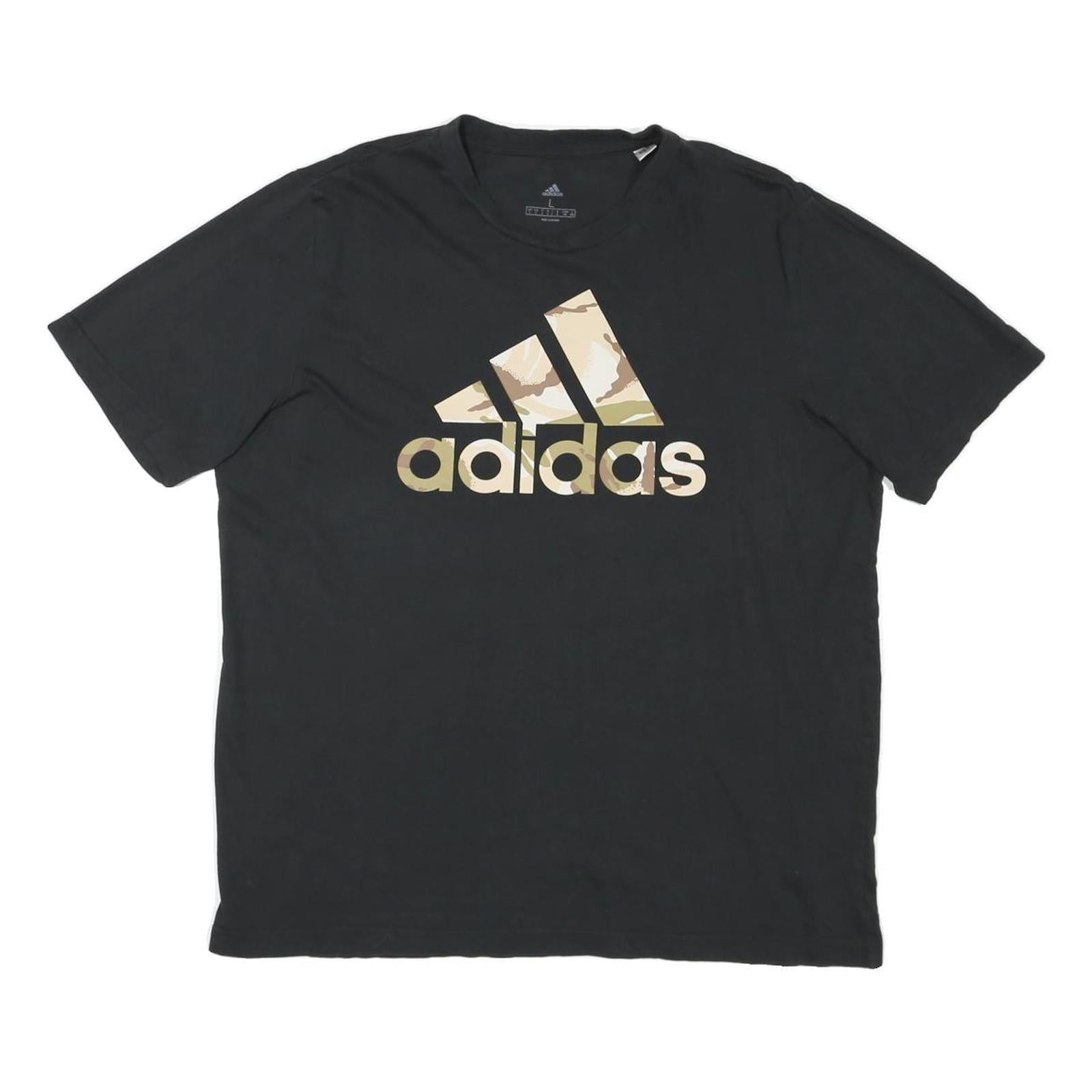 ADIDAS Mens Black & Beige Logo Graphic T-Shirt L Short Sleeve Crew Neck Refurbished - N/A refurbished available on Cerqular
